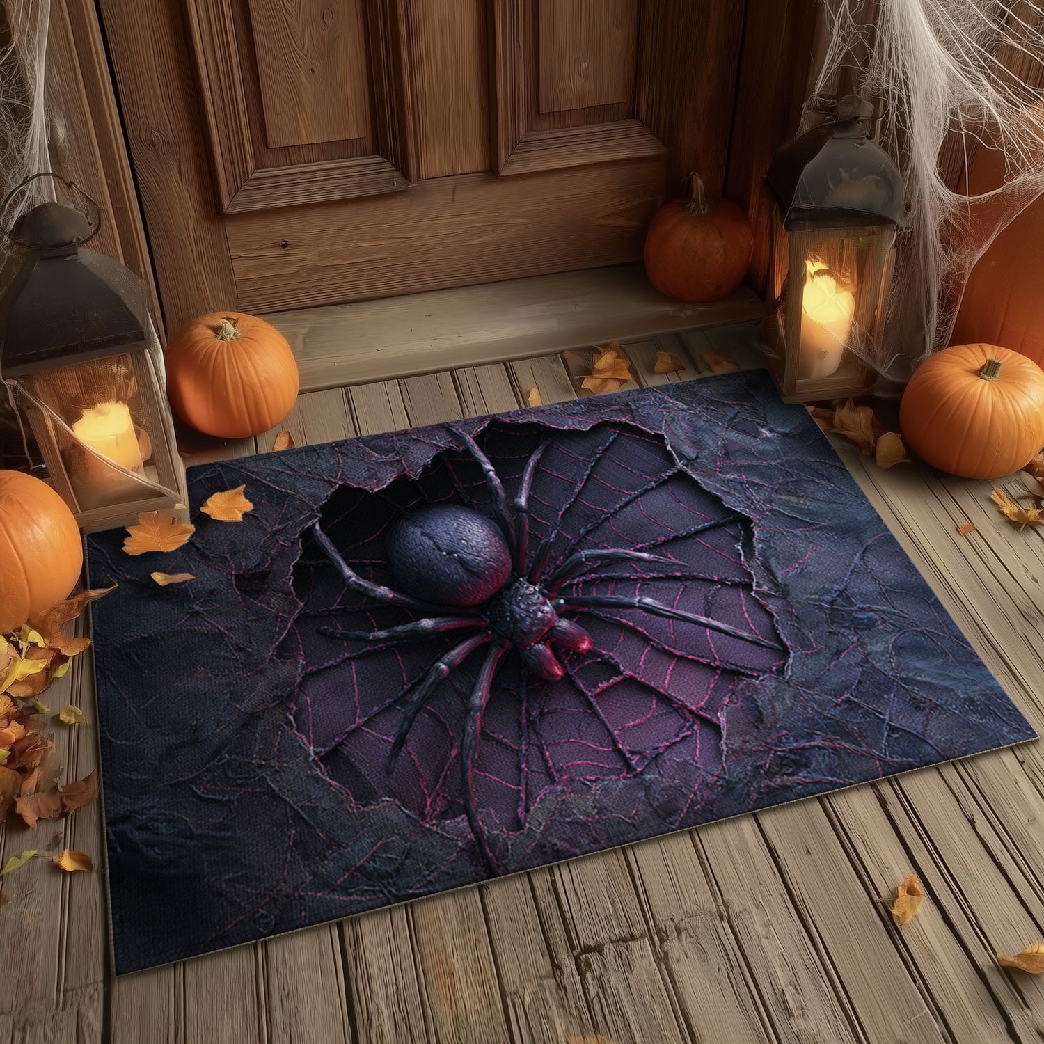 3D Spider Web Halloween Doormat