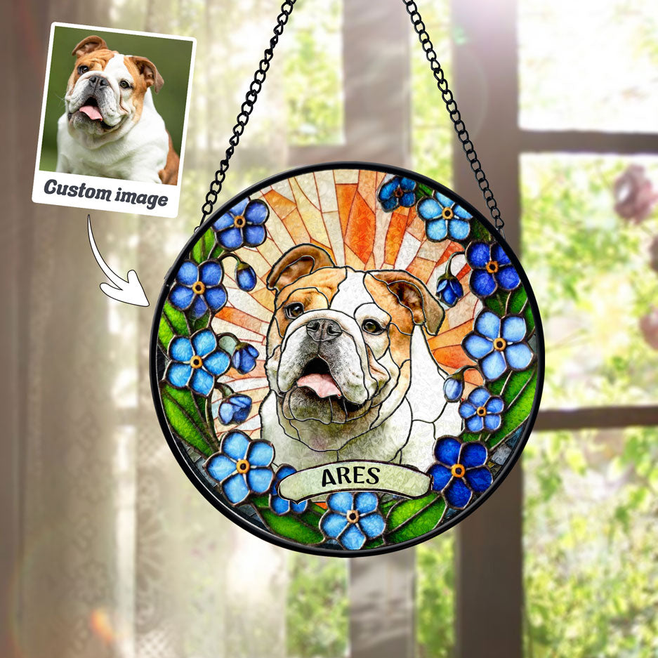 Blue Forget Me Nots Dog Art Suncatcher - SPETCD1C101