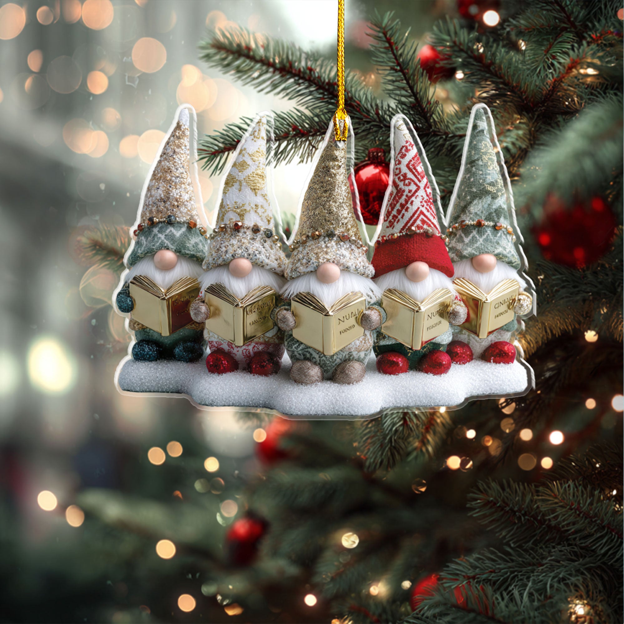 Book Lovers' Gnomes Christmas Ornament - ORD9C001