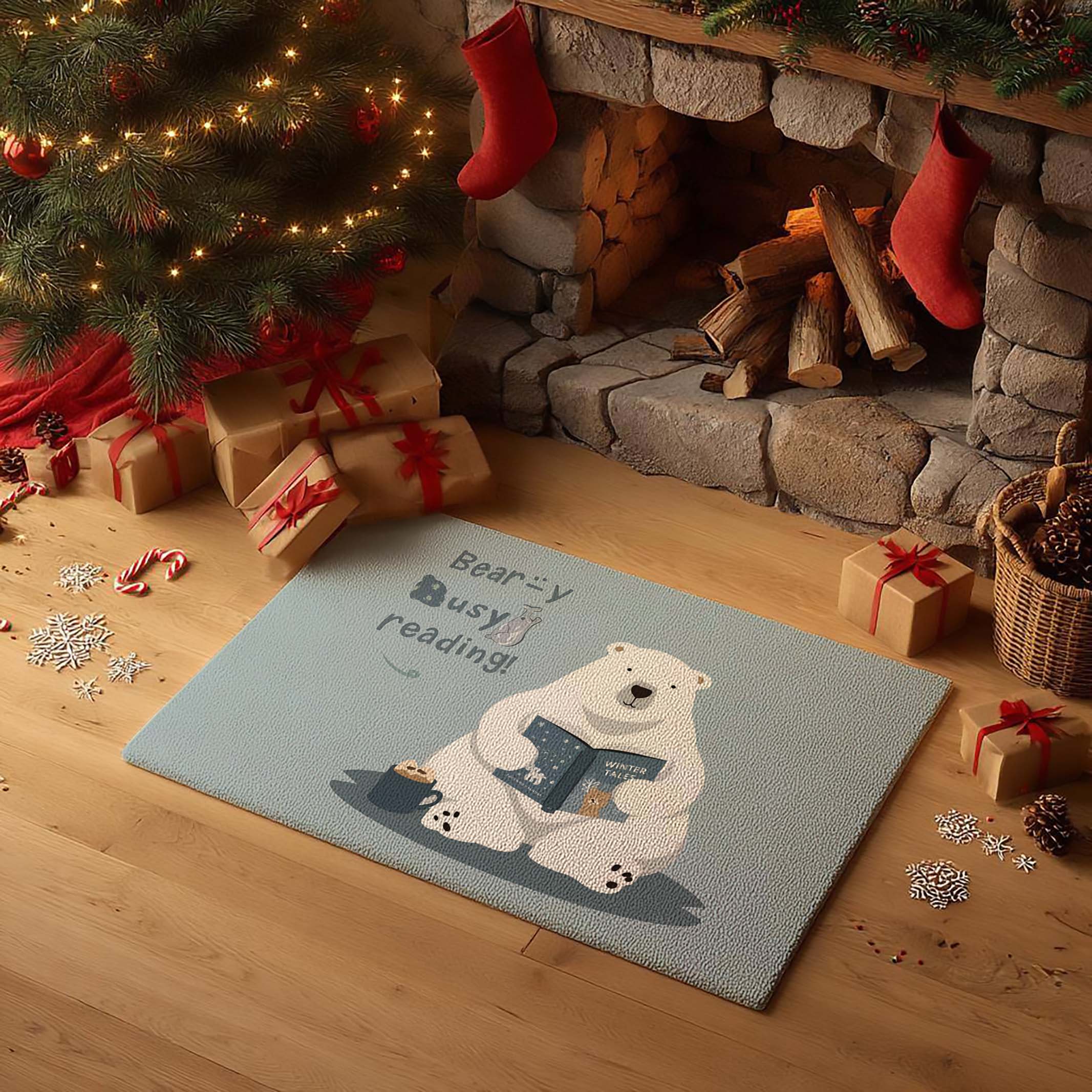 Polar Beary Busy Reading Doormat - DMRC003