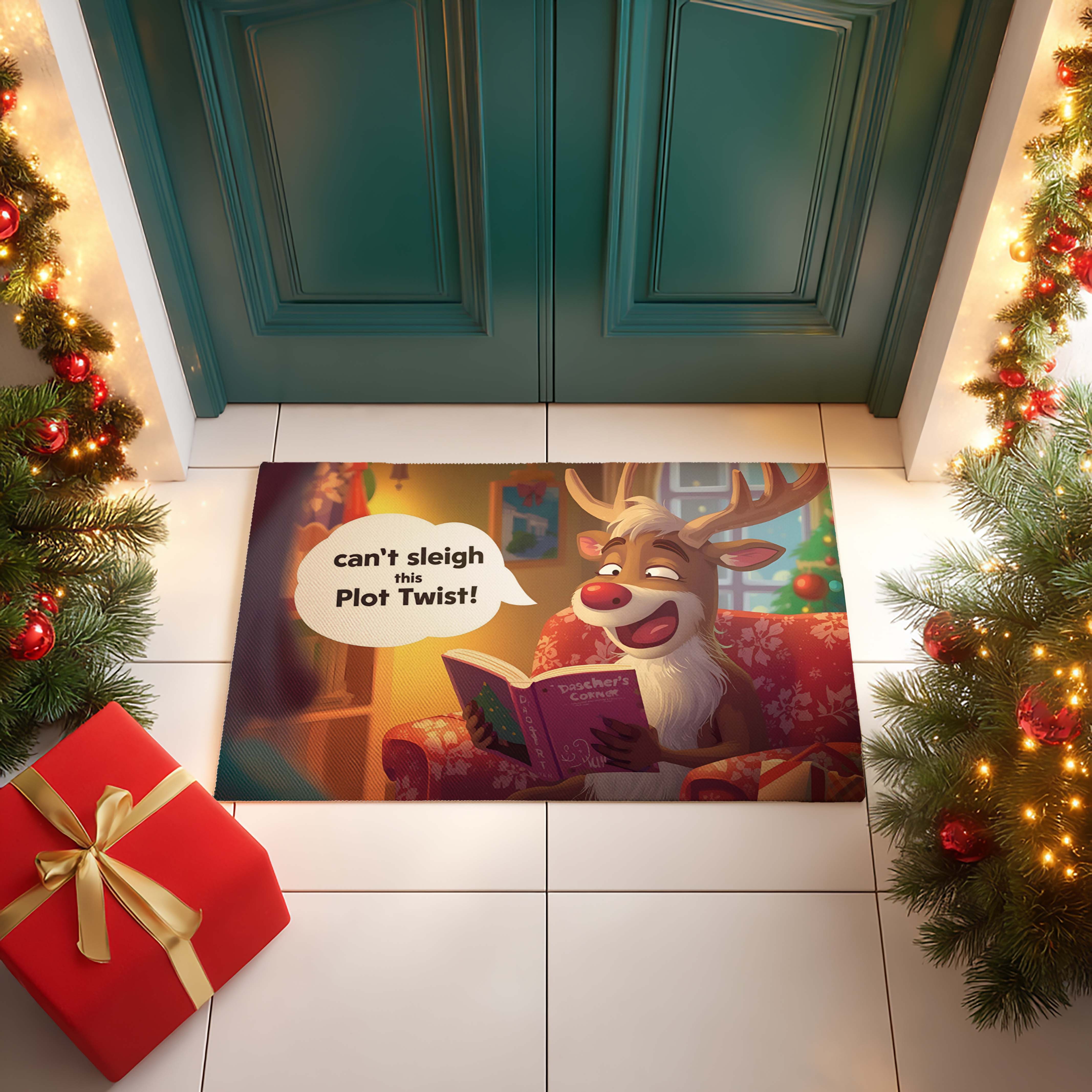 Christmas Reading Reindeer Welcome Mat - DMRC003