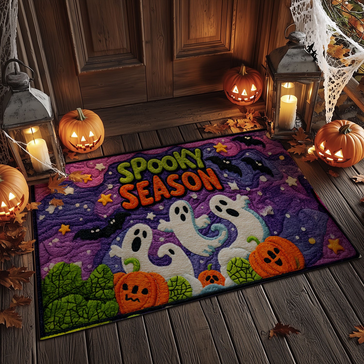 Cartoon Ghosts & Pumpkins Entrance Mat