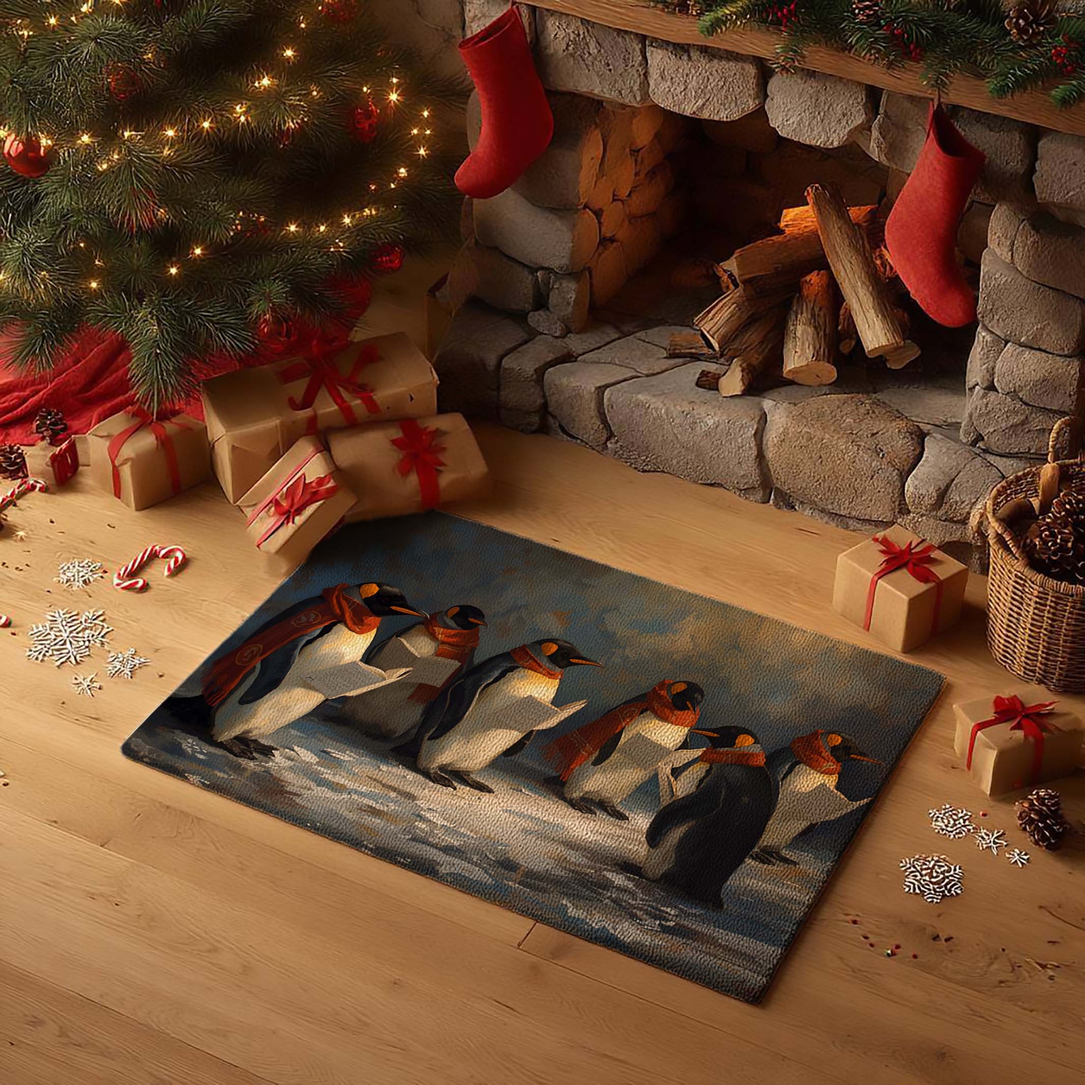 Penguin Carolers Custom Doormat - DMRC003