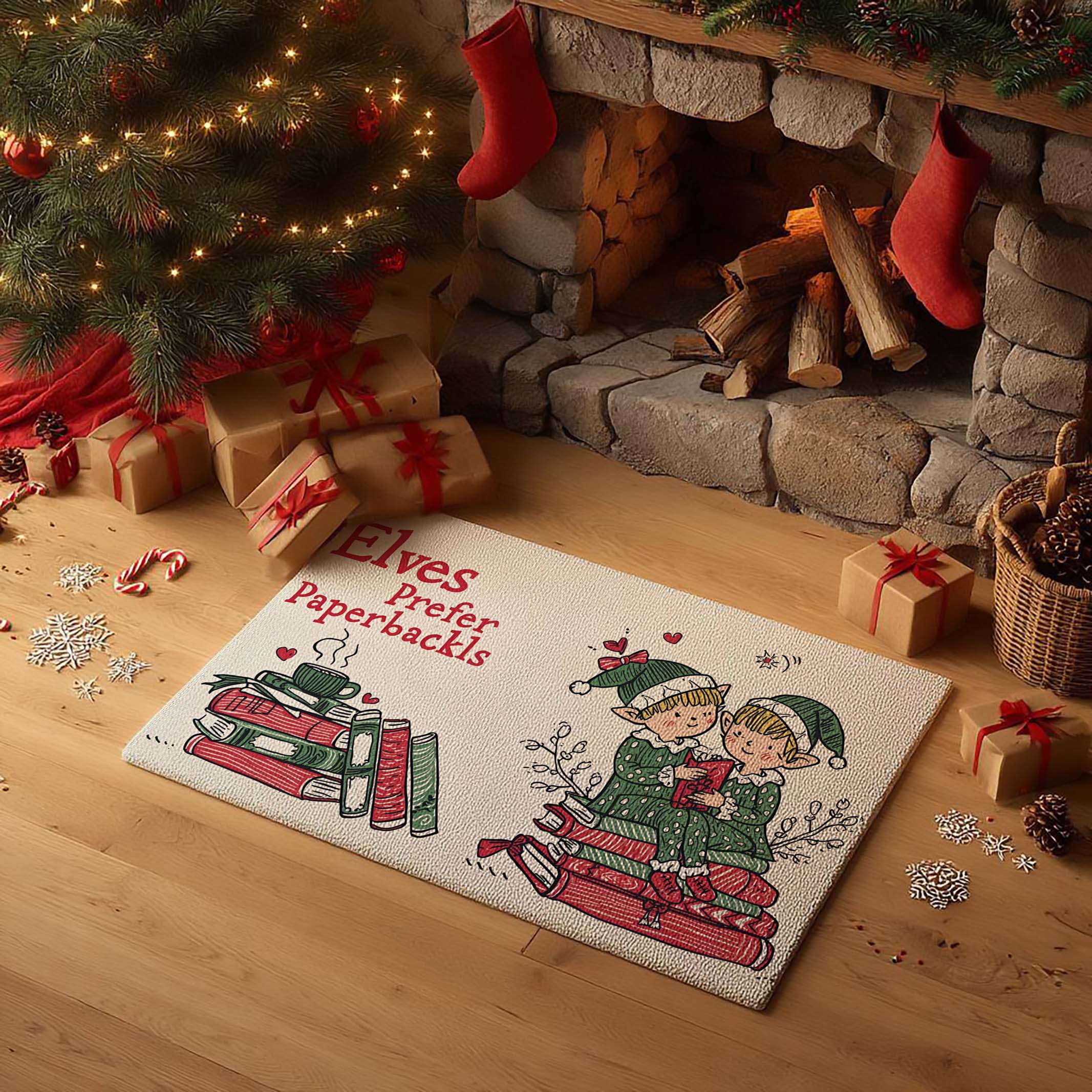 Reading Elves Holiday Doormat - DMRC003