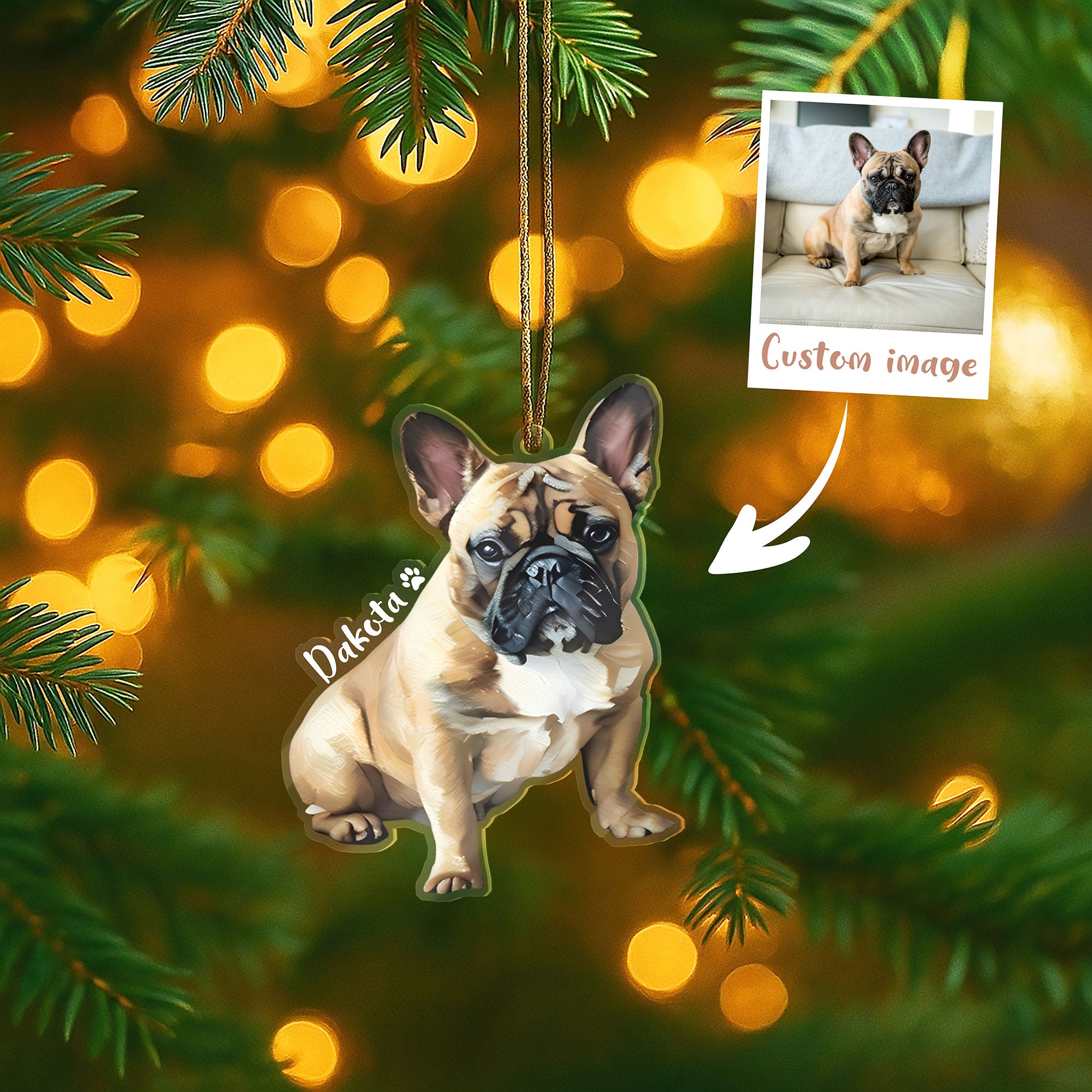 Color Sketch Dog/Cat Photo Printed Christmas Ornament