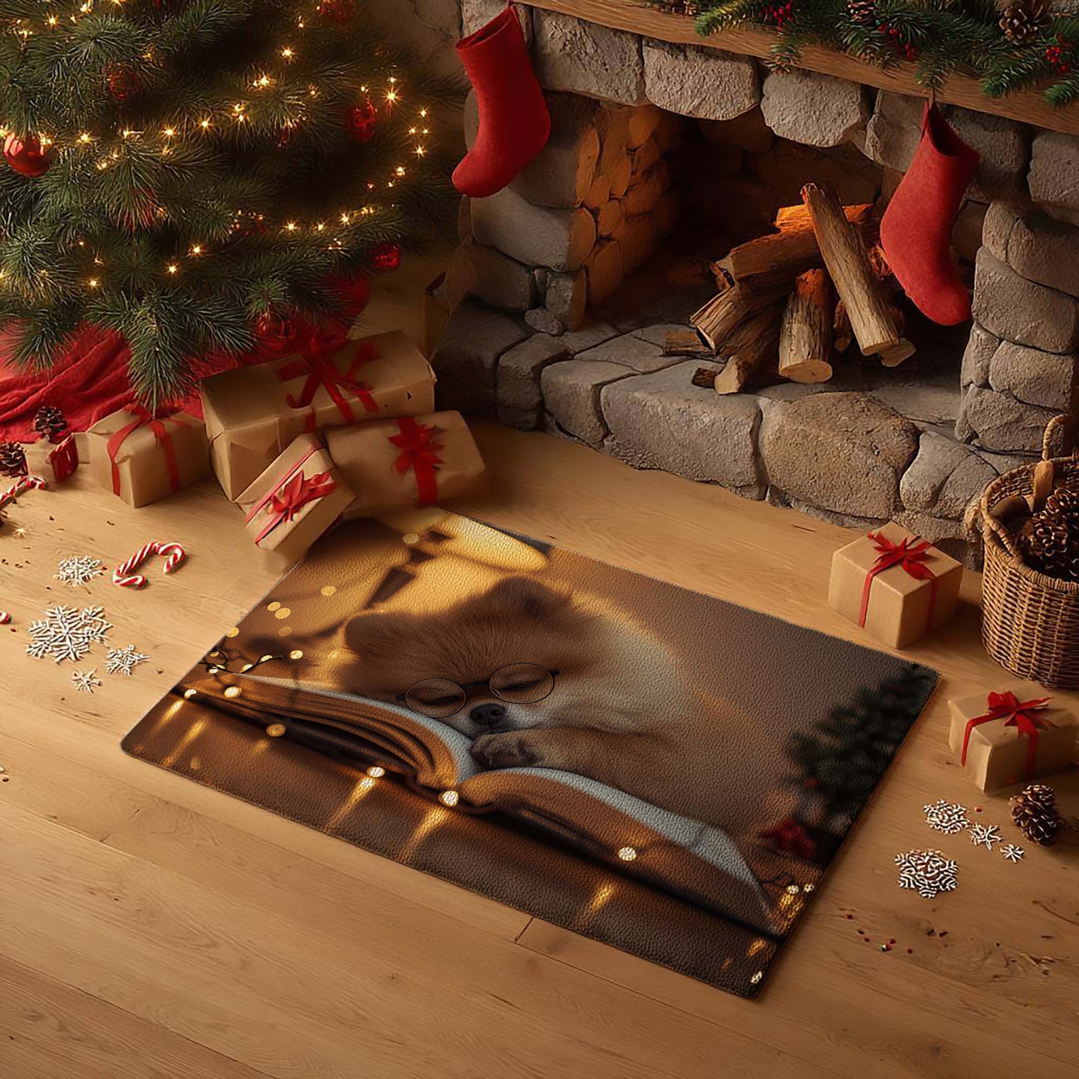 Sleeping Bookworm Puppy Doormat - DMRC003