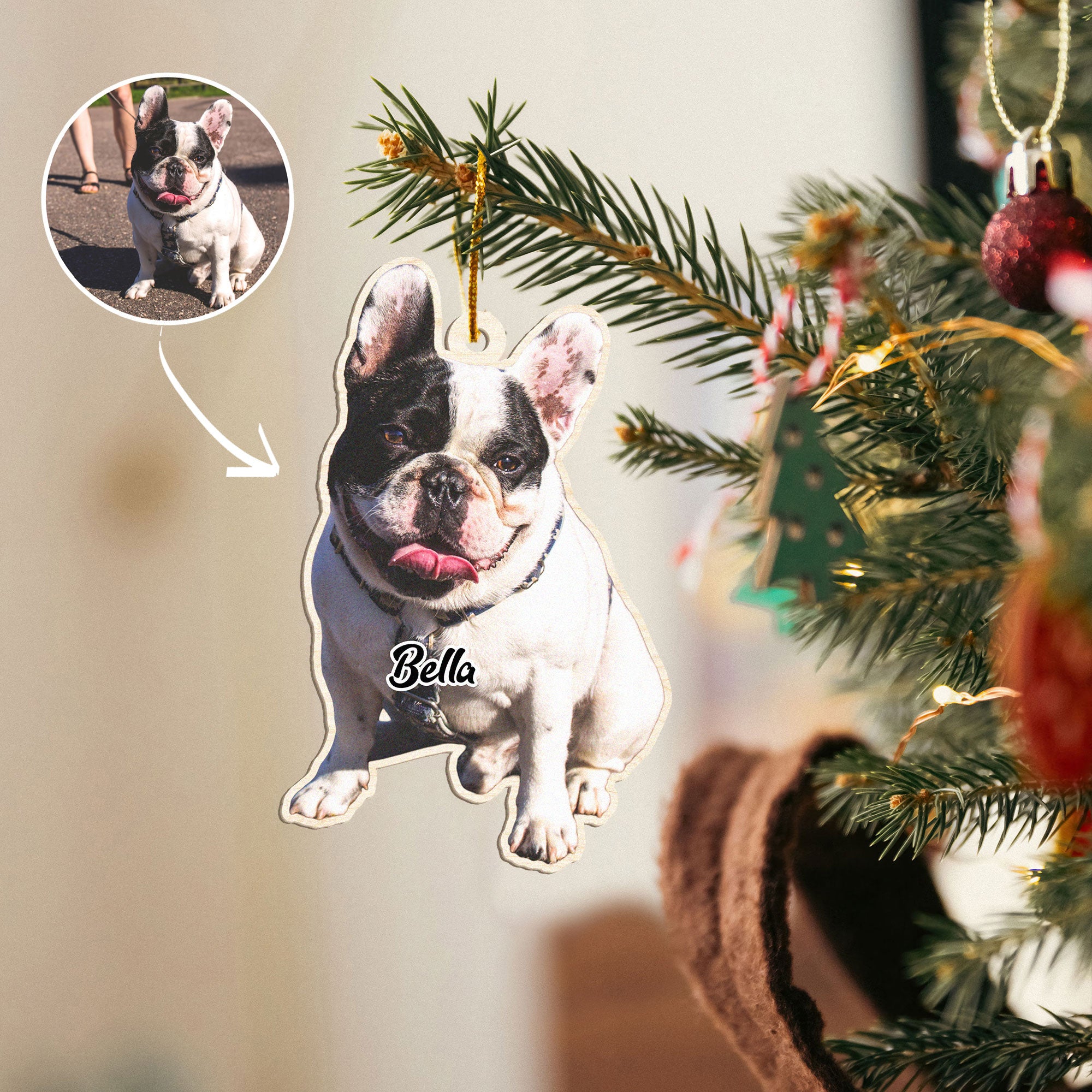 Custom Full Body Pet Photo Wood Ornament