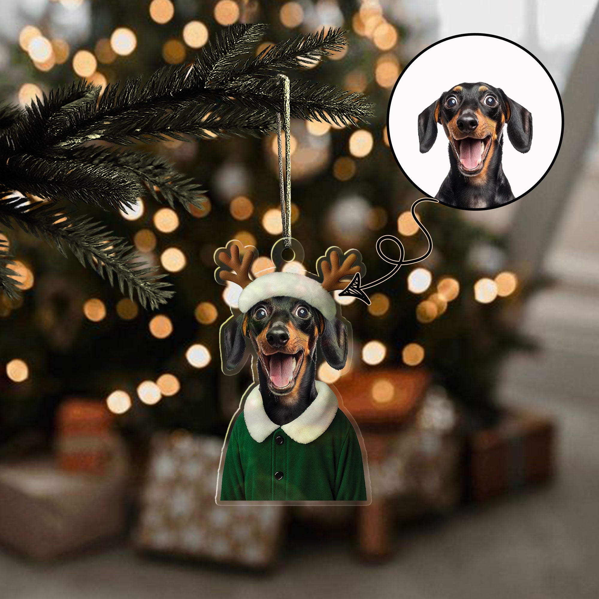 Custom Funny Pet Elf Holiday Photo Ornament