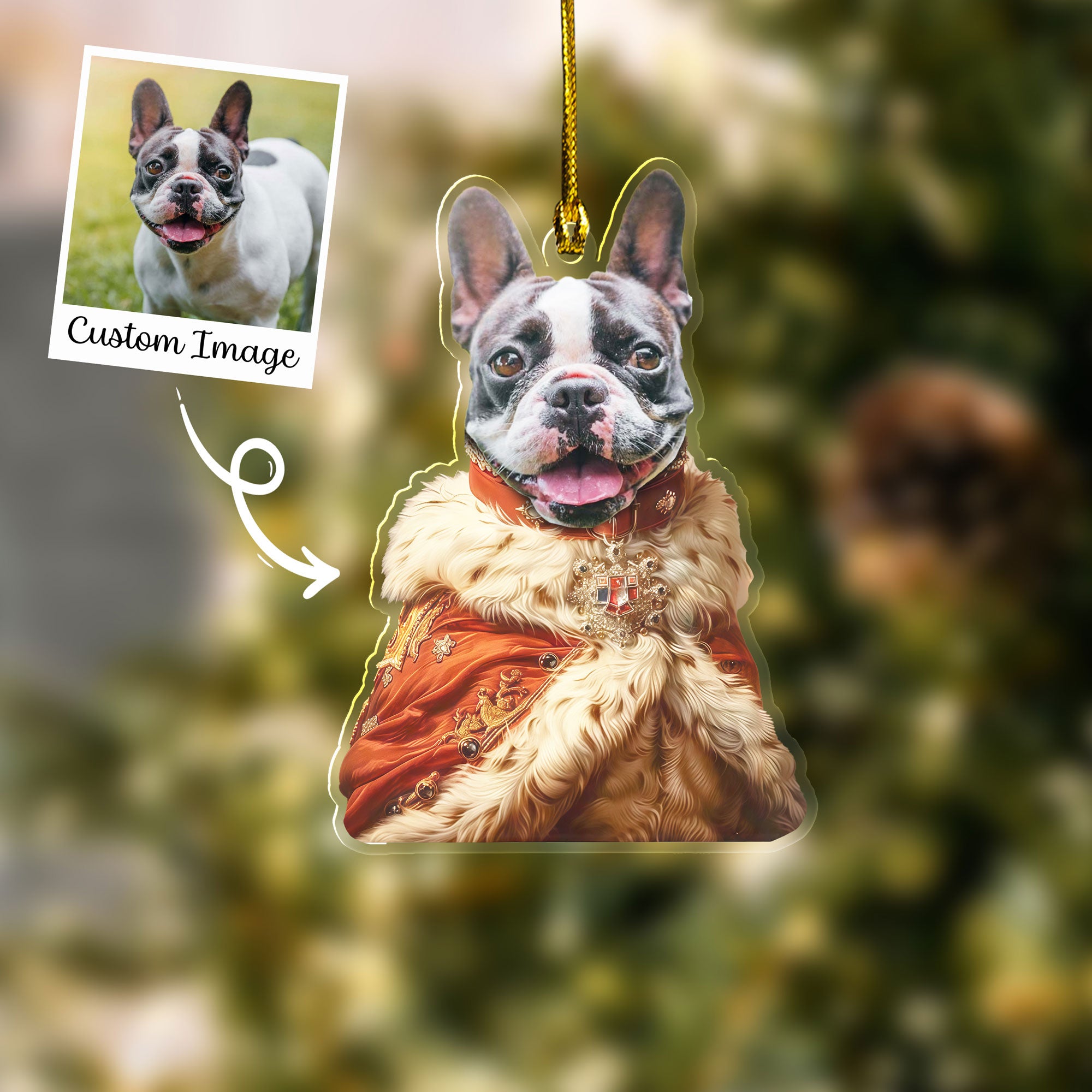 Custom Pet Ornament with Dog/Cat in King/Queen Robe