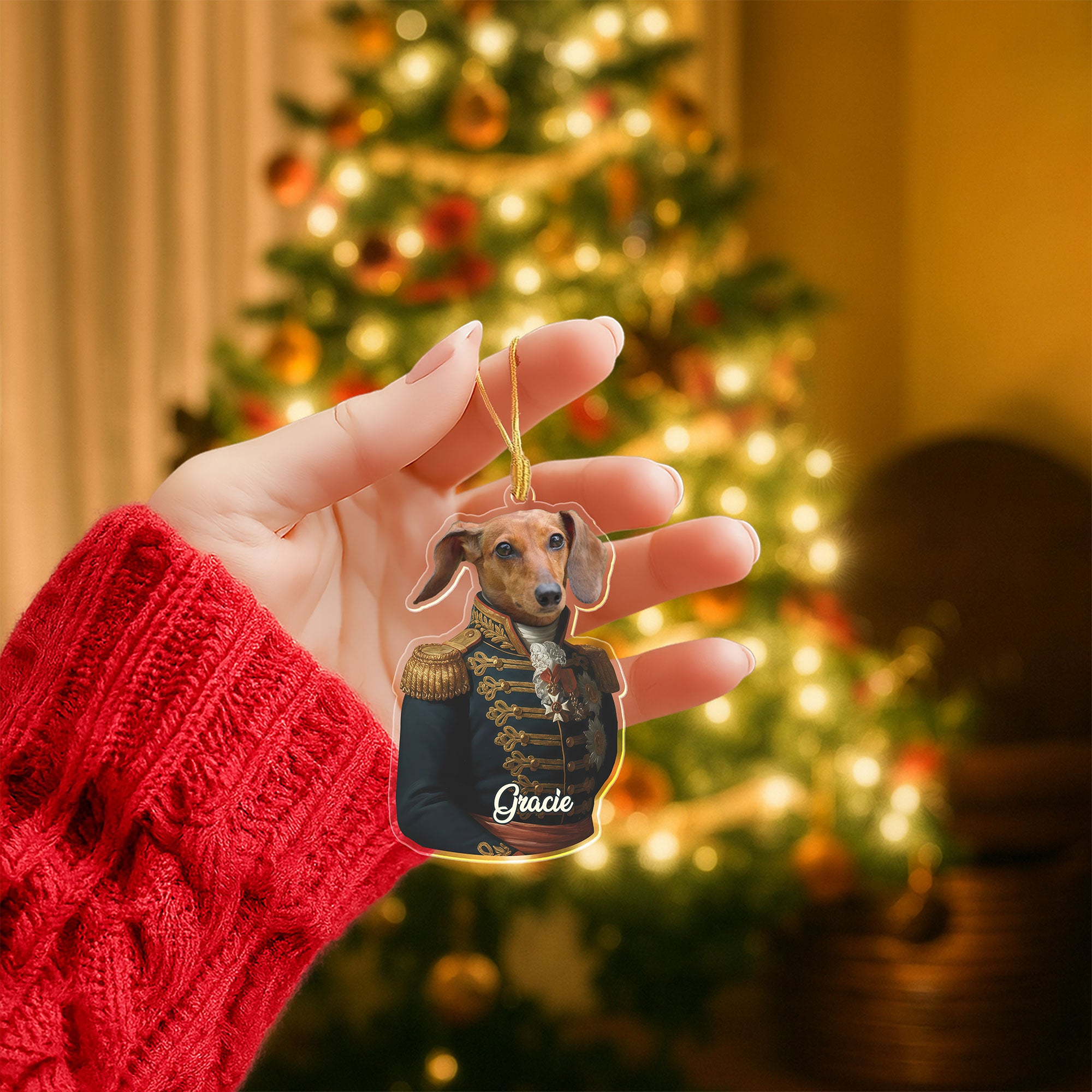 Custom Pet Photo Royal General Military Uniform Ornament β Gift