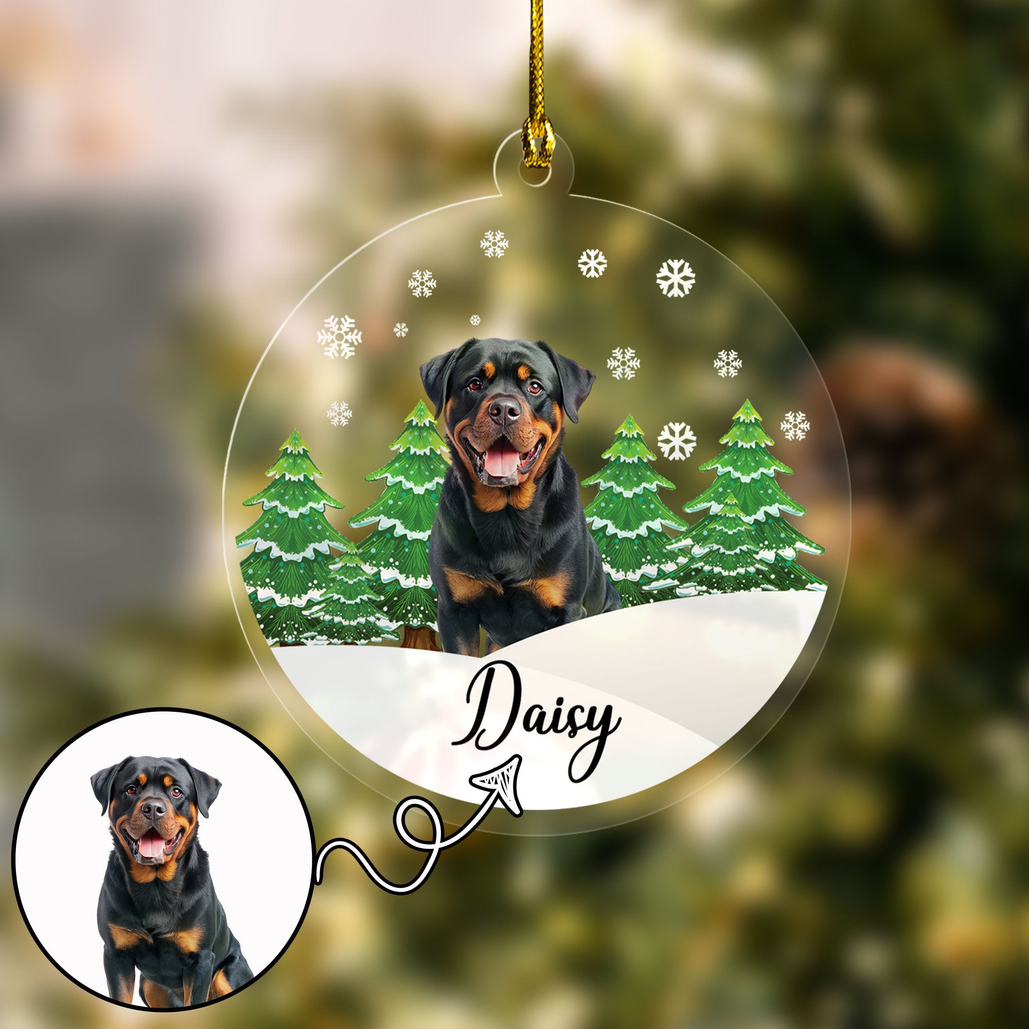 Custom Pet Snow Globe Effect Christmas Ornament Personalized Holiday Keepsake