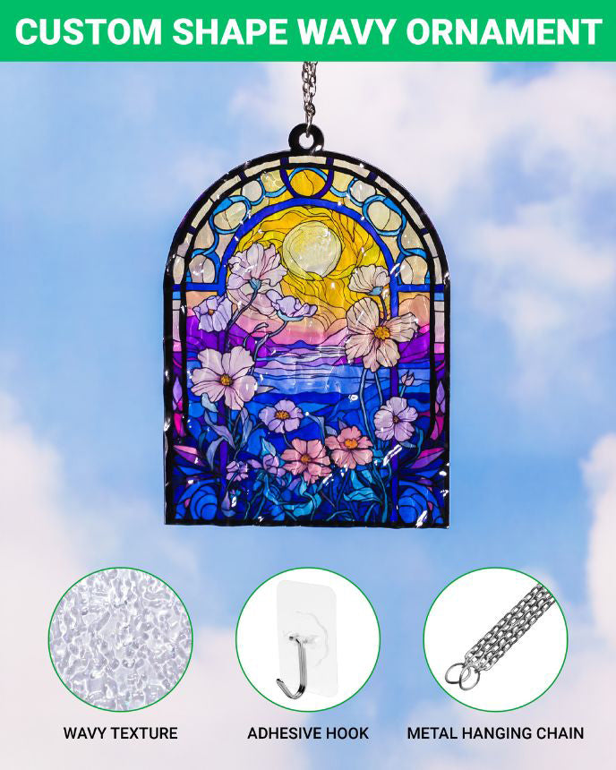 Yellow Floral & Butterfly Dog Art Suncatcher - SPETCD1C101