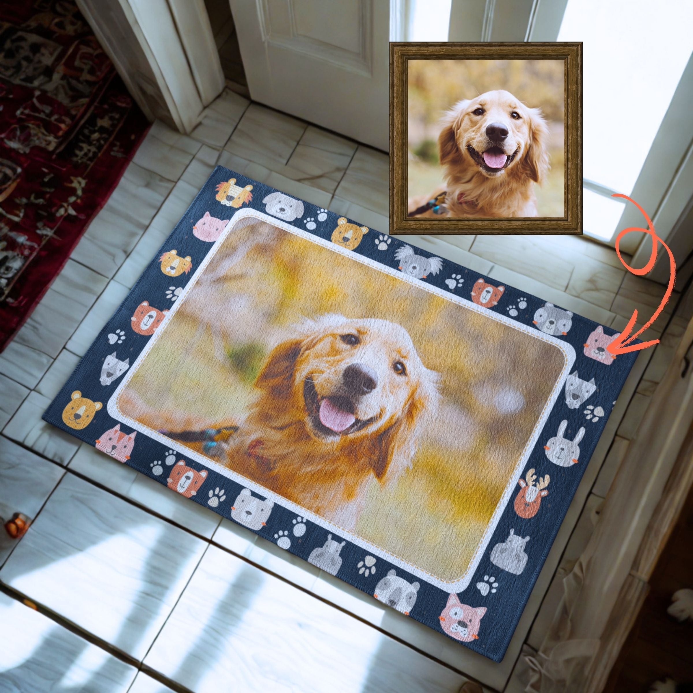 Custom Pet Doormat Mockup - Limited Boho Pink Welcome