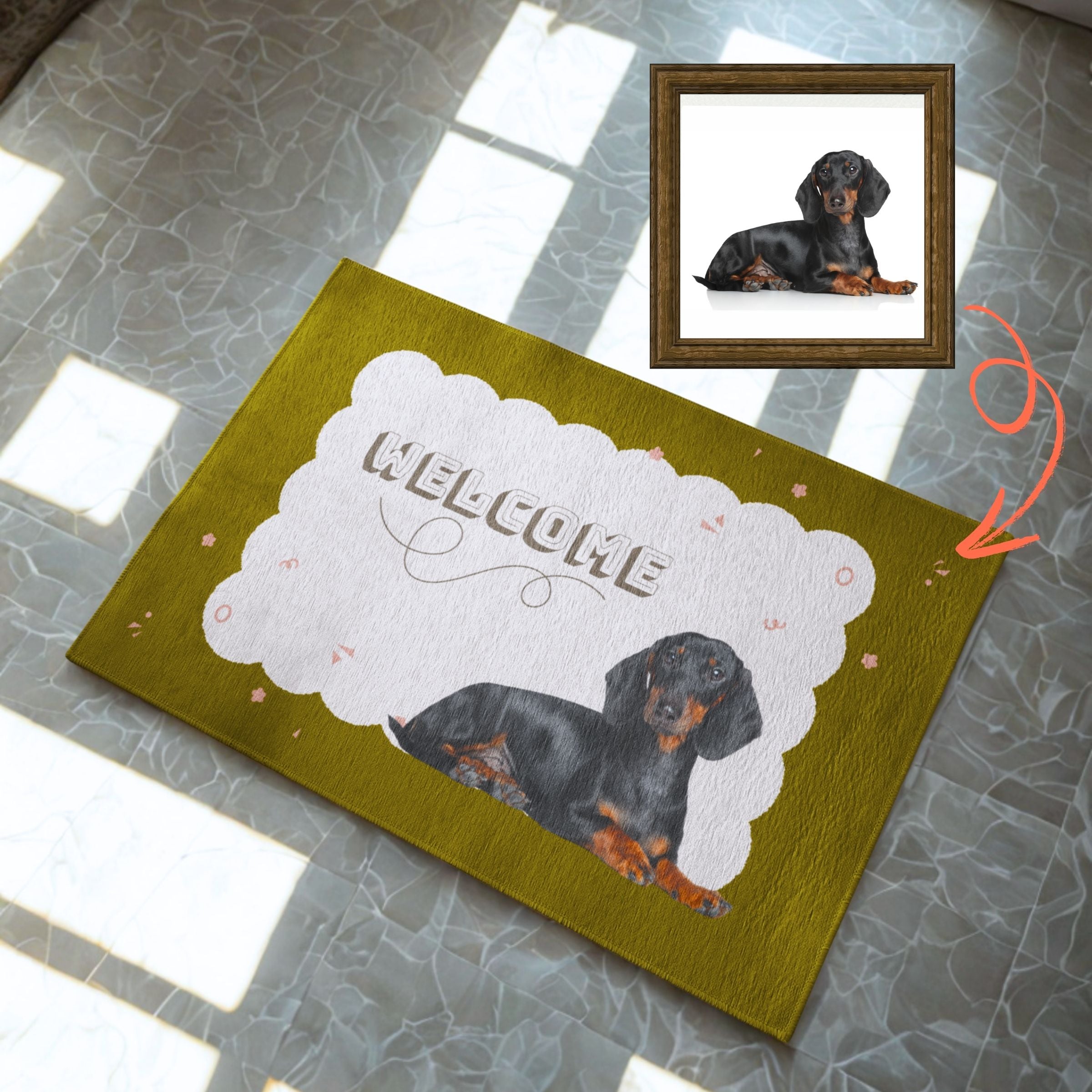 Custom Welcome Mat - Cute Olive Yellow Pet Mat