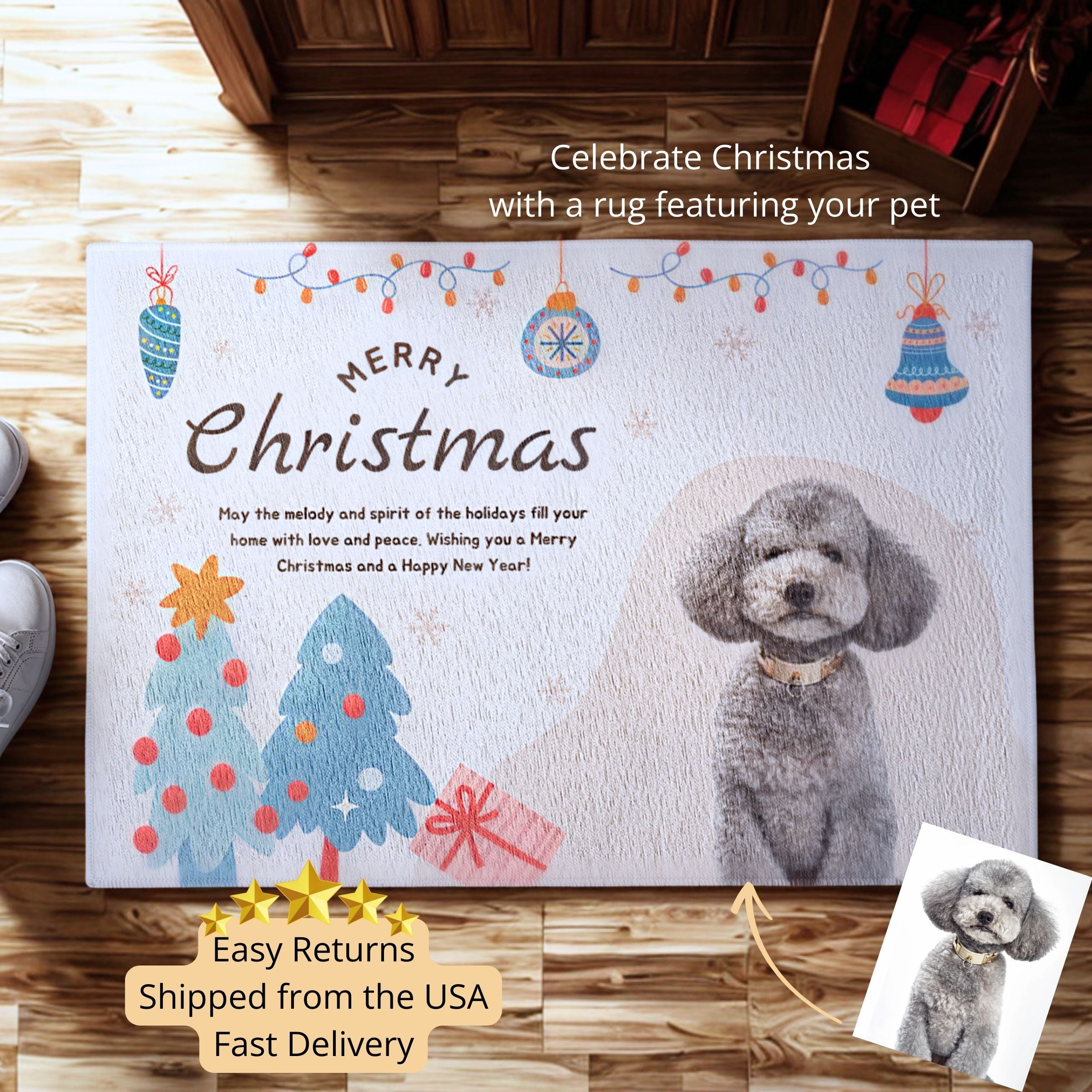 Custom Welcome Mat - Pet Christmas Tree Design