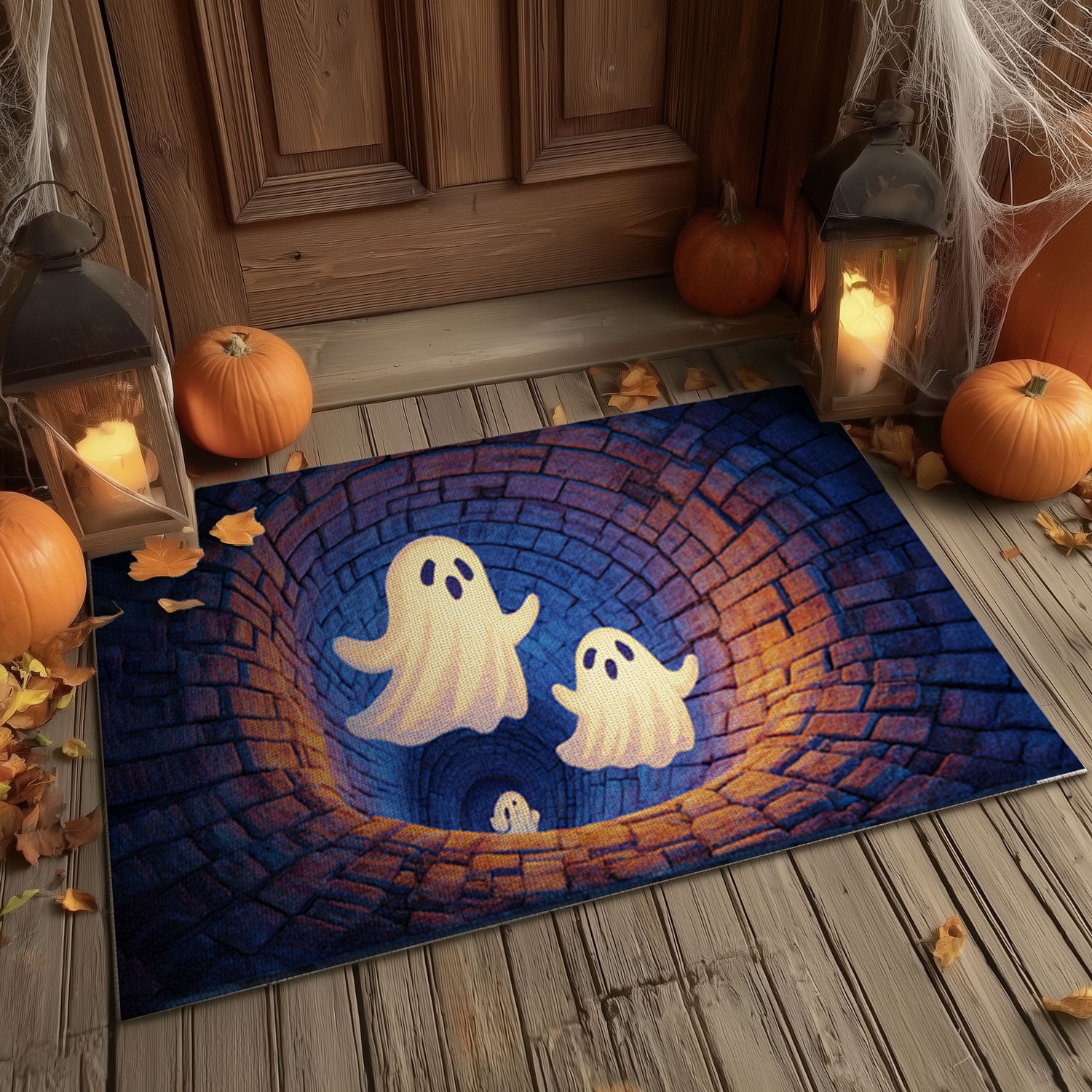 Cute Ghosts 3D Illusion Welcome Mat