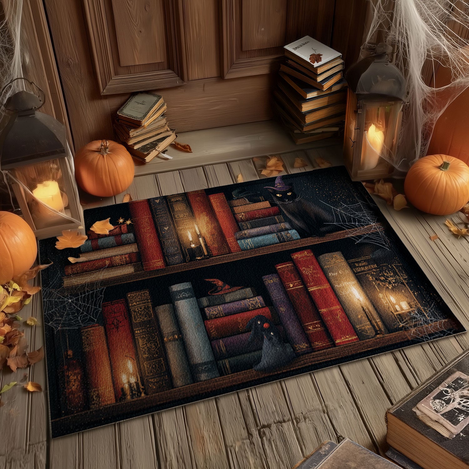 Dark Academia Black Cat Doormat