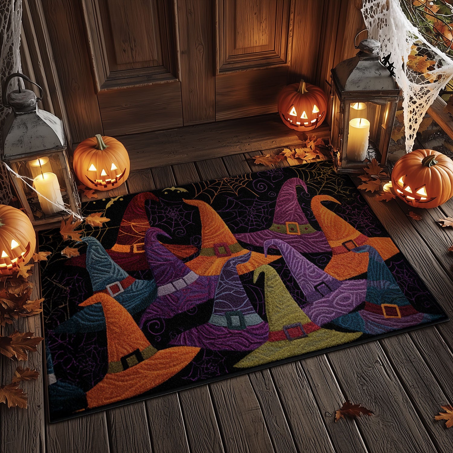 Dense Witch Hat Pattern Halloween Doormat