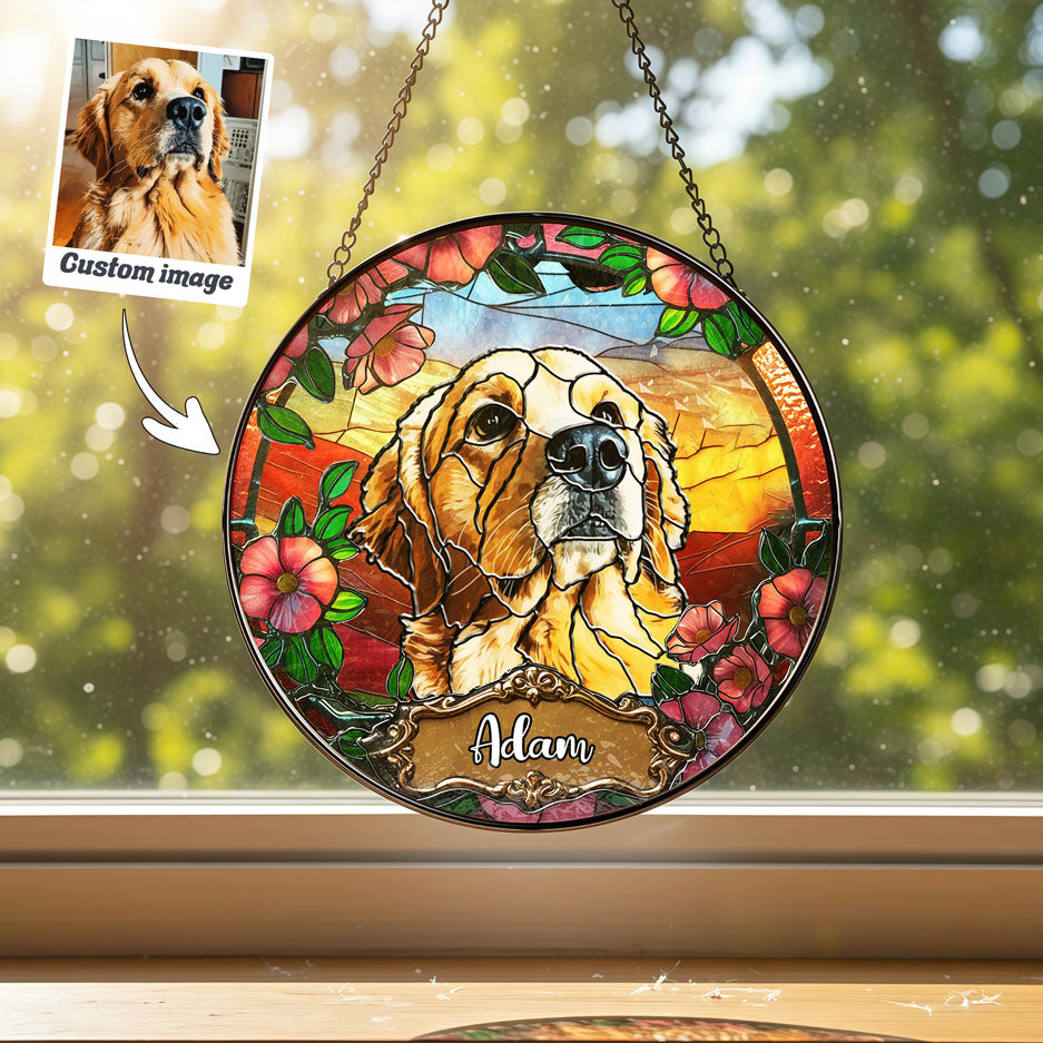 Fiery Rose Gold Pet Portrait Suncatcher - SPETCD1C101
