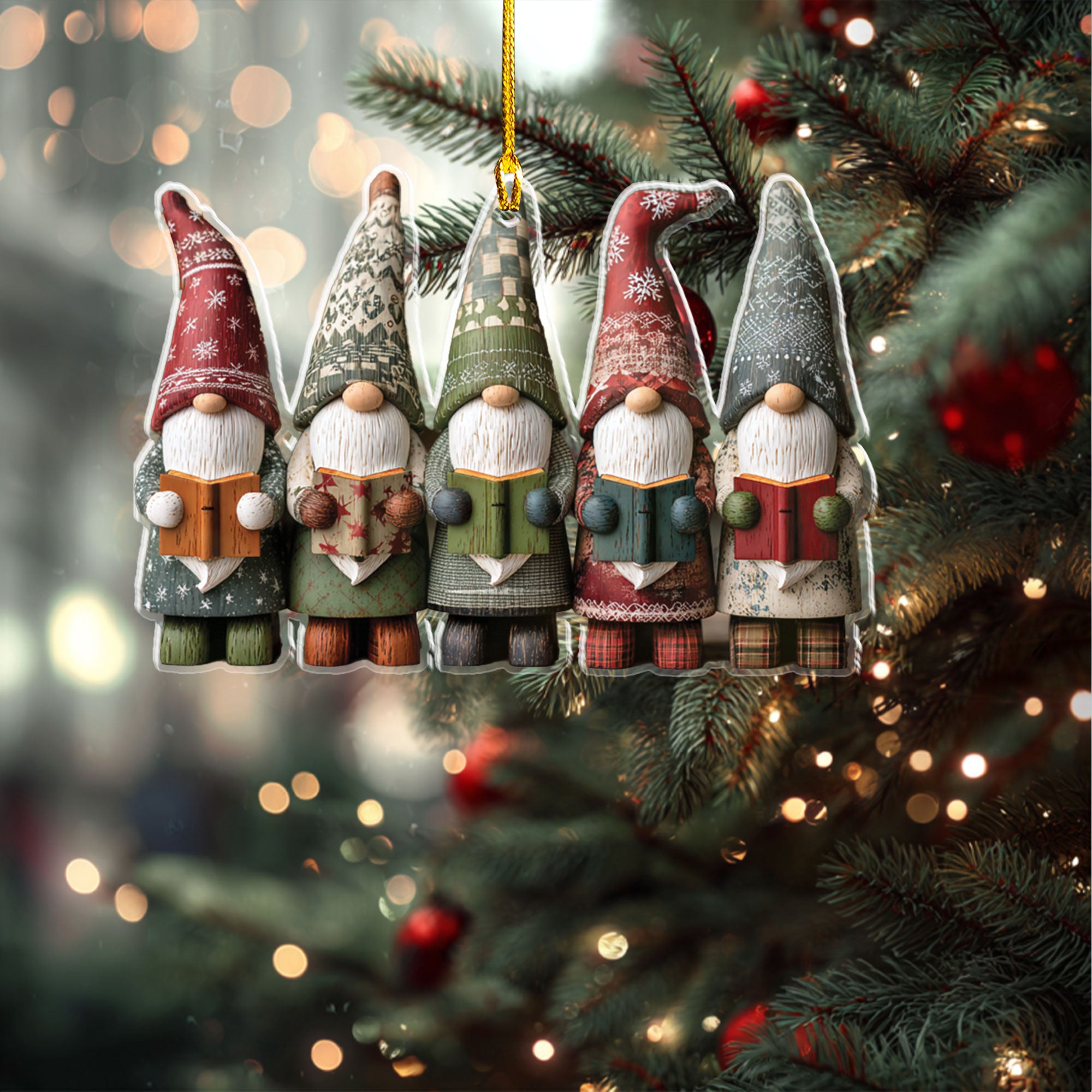 Five Gnomes Singing Group Ornament - ORD9C001