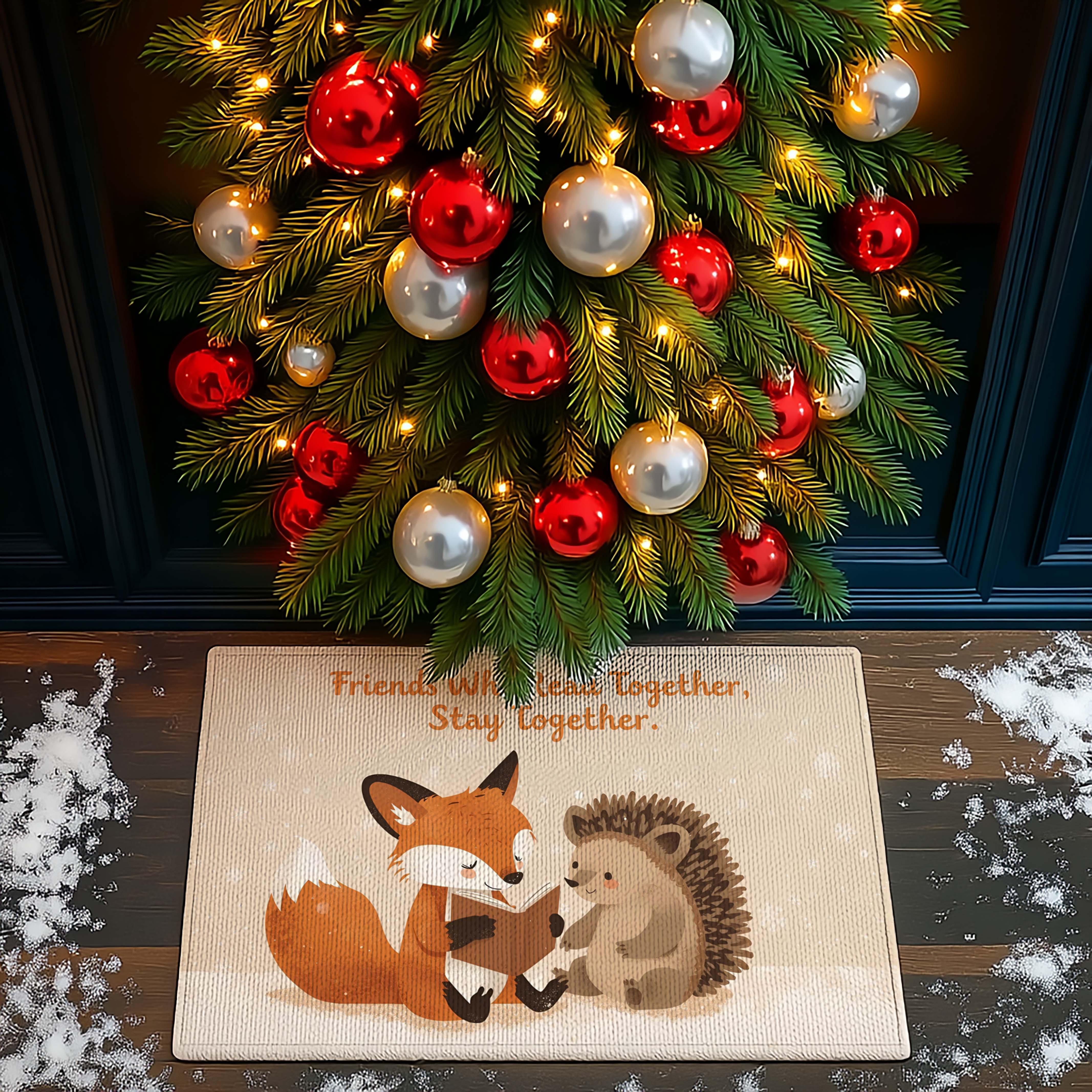 Holiday Fox and Hedgehog Floor Mat - DMRC003