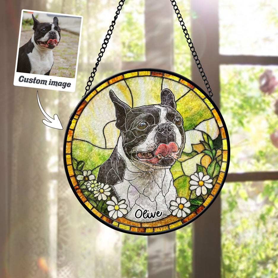 Golden Green Pet Portrait Suncatcher - SPETCD1C101