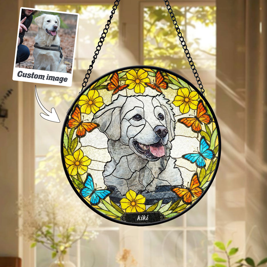 Golden Yellow Butterfly Dog Portrait - SPETCD1C101