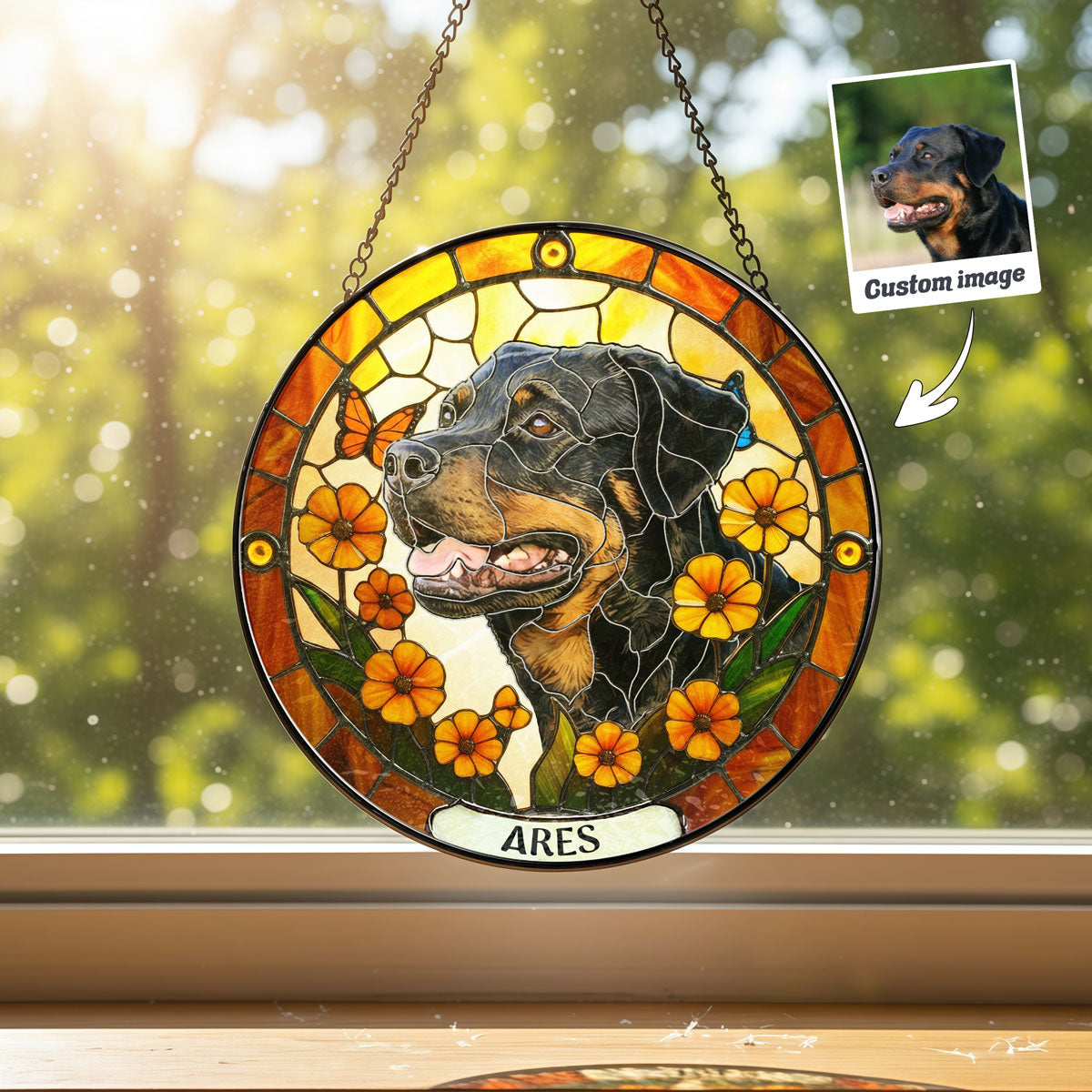 Golden Yellow Floral Dog Portrait - SPETCD1C101