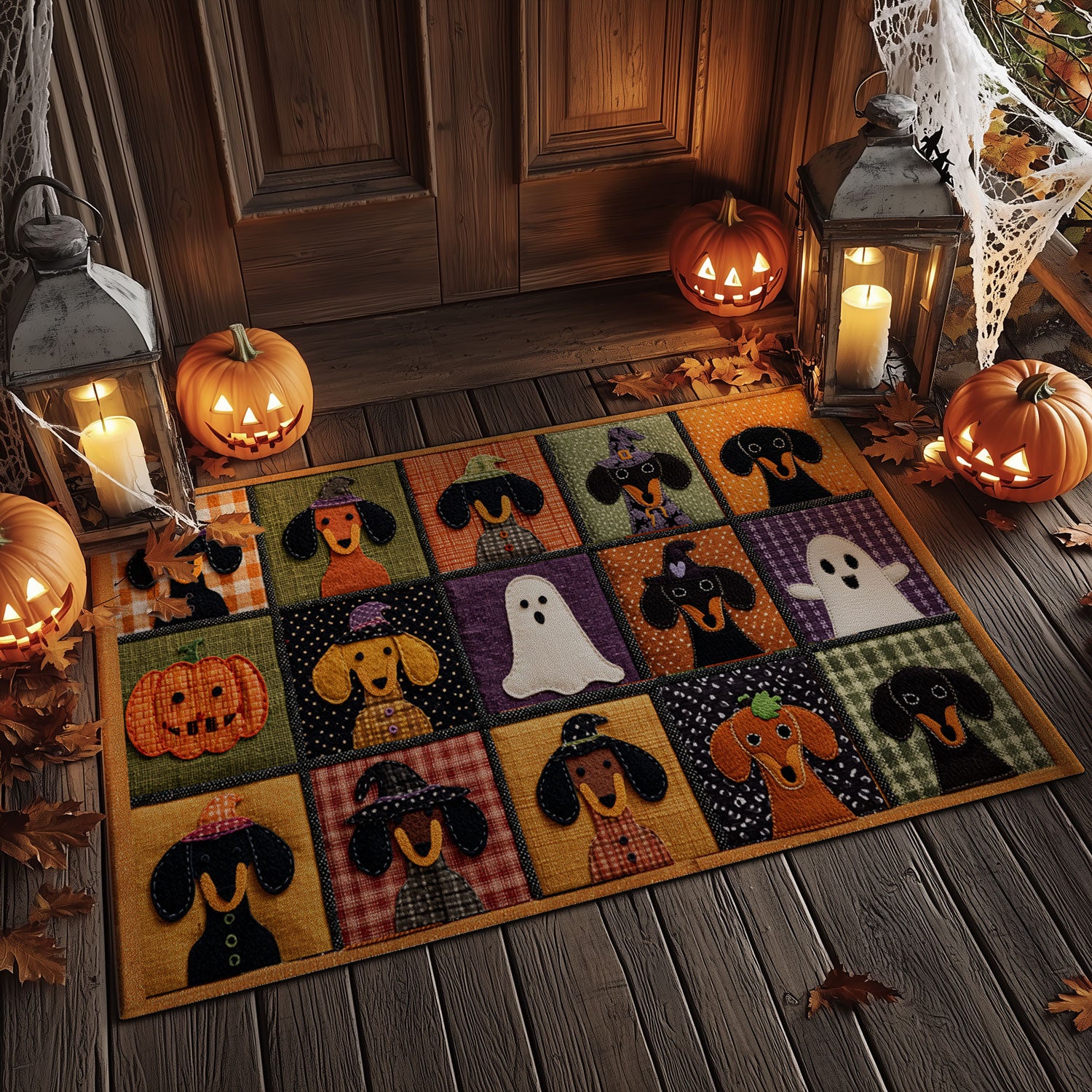 Halloween Ghost & Dachshund Square Doormat