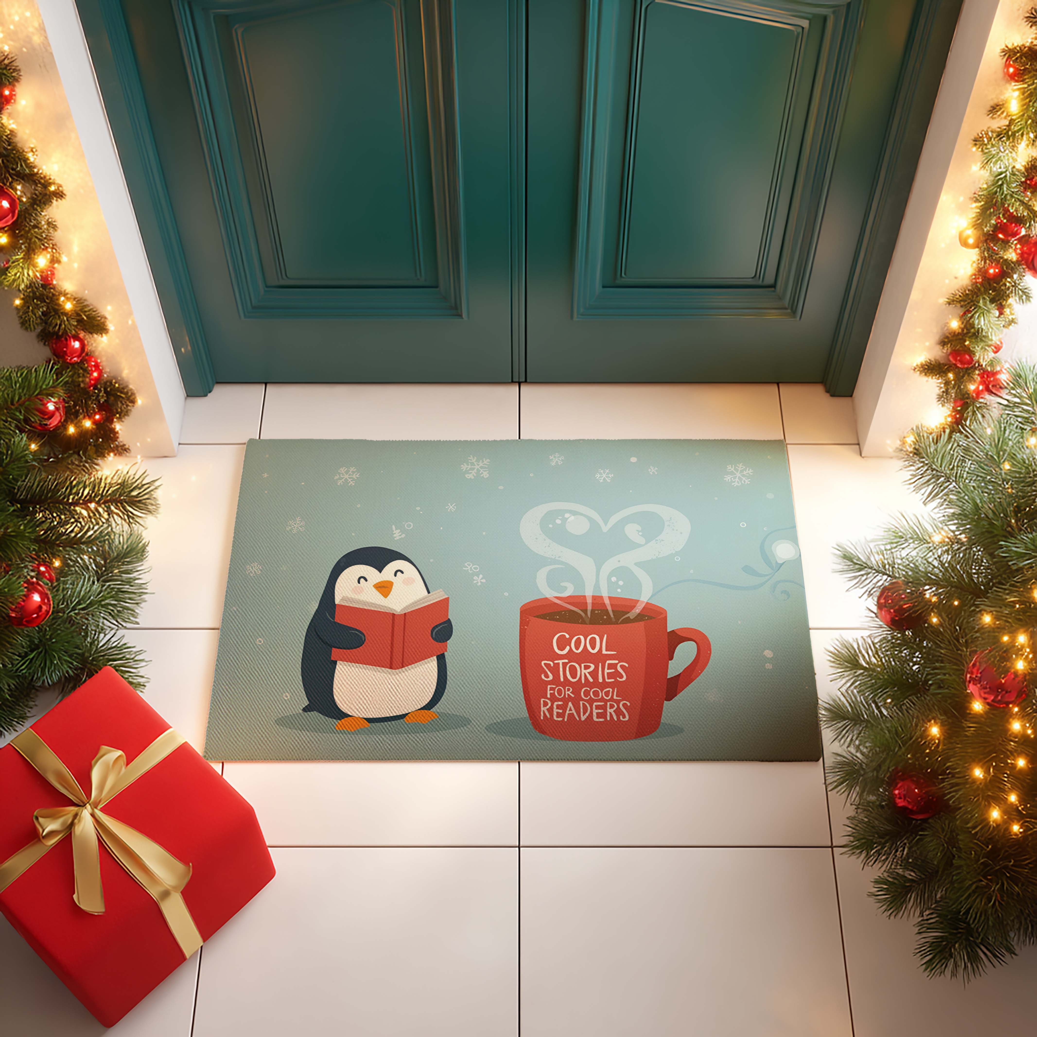 Winter Penguin Book Lover Floor Mat - DMRC003