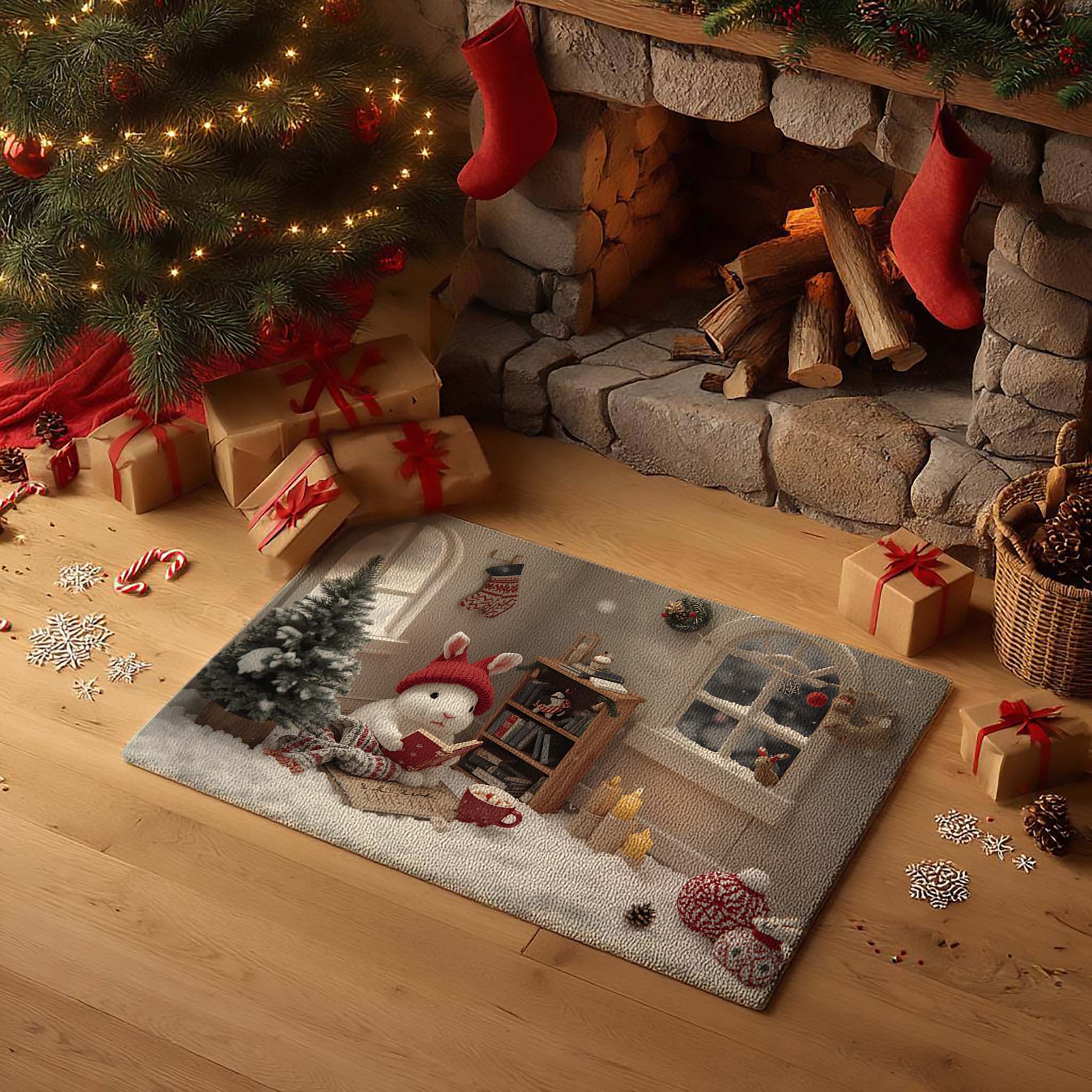 Bunny’s Winter Storytime Christmas Doormat - DMRC003