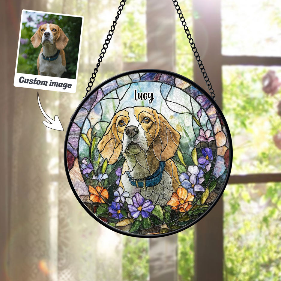 Jewel Tone Floral Pet Portrait Suncatcher - SPETCD1C101