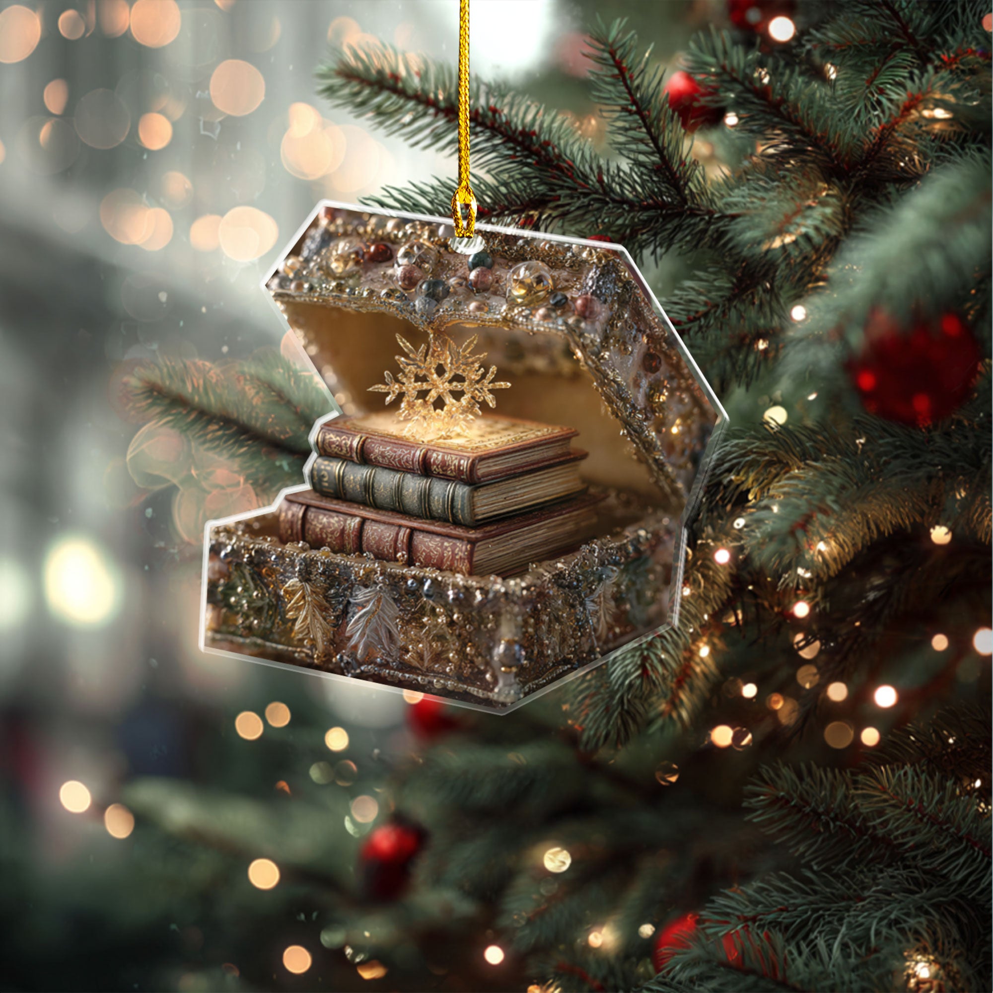 Jeweled Box of Vintage Books Ornament - ORD9C001