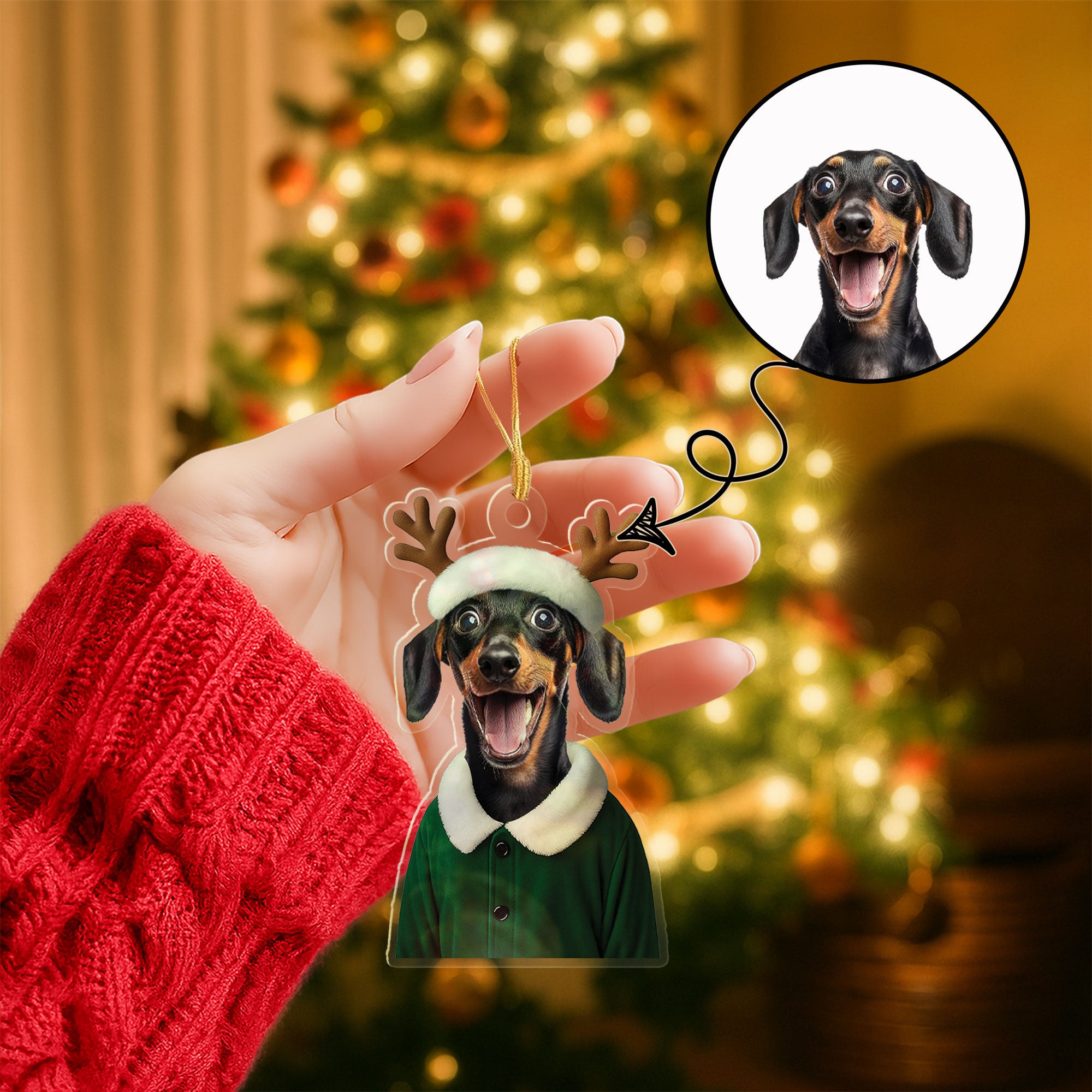 Joyful Christmas-Themed Acrylic Custom Pet Ornament