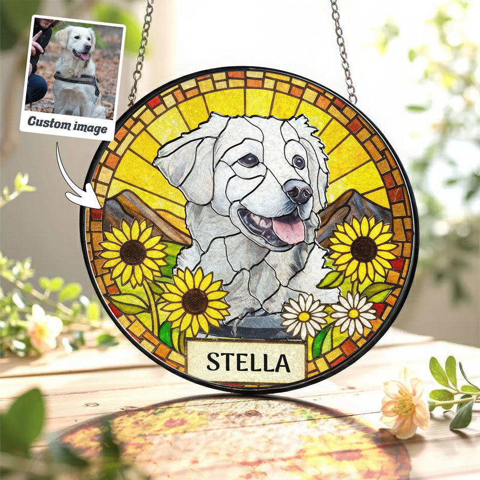 Mountain View Sunflower Dog Art Suncatcher - SPETCD1C101