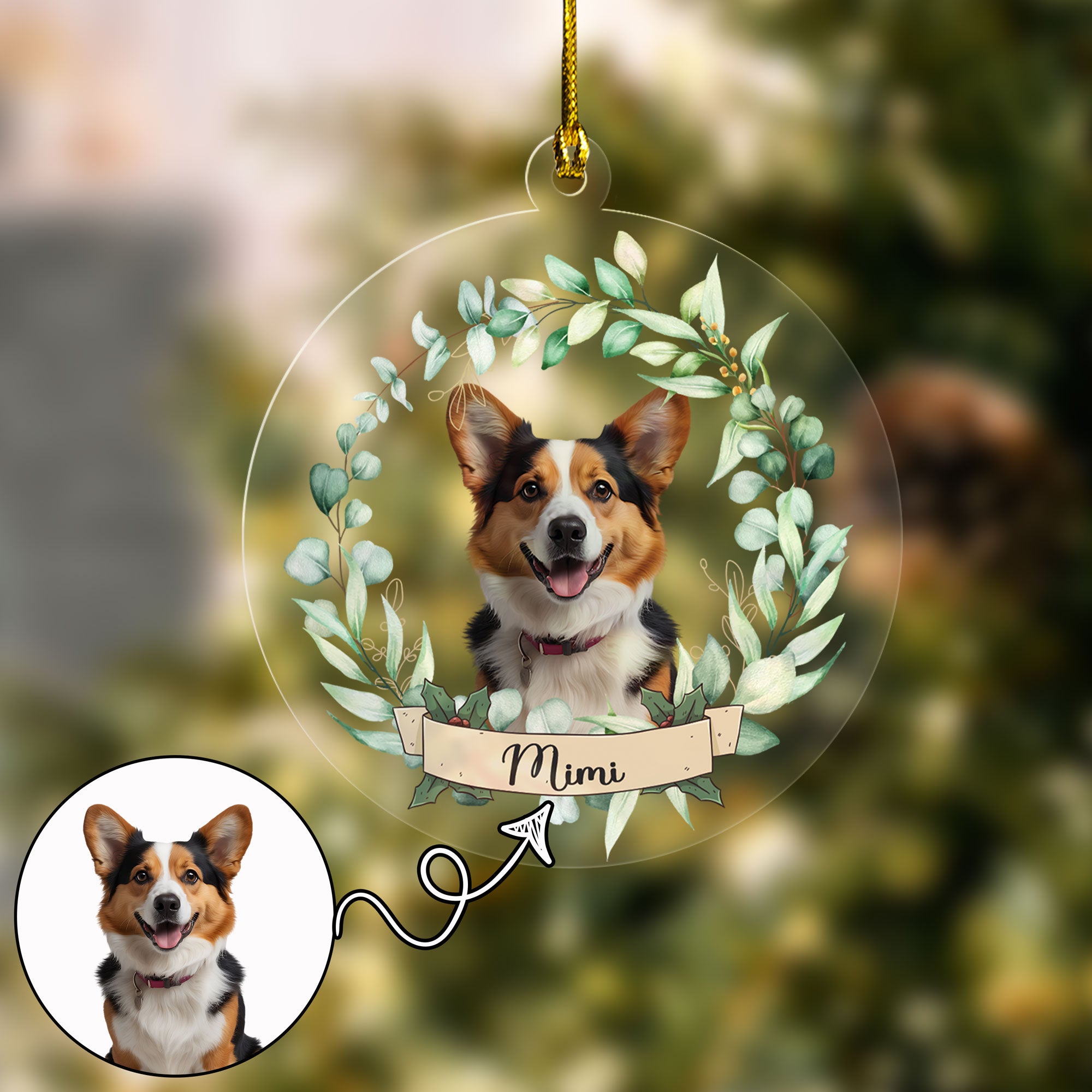 Nature Style Circular Custom Pet Ornament