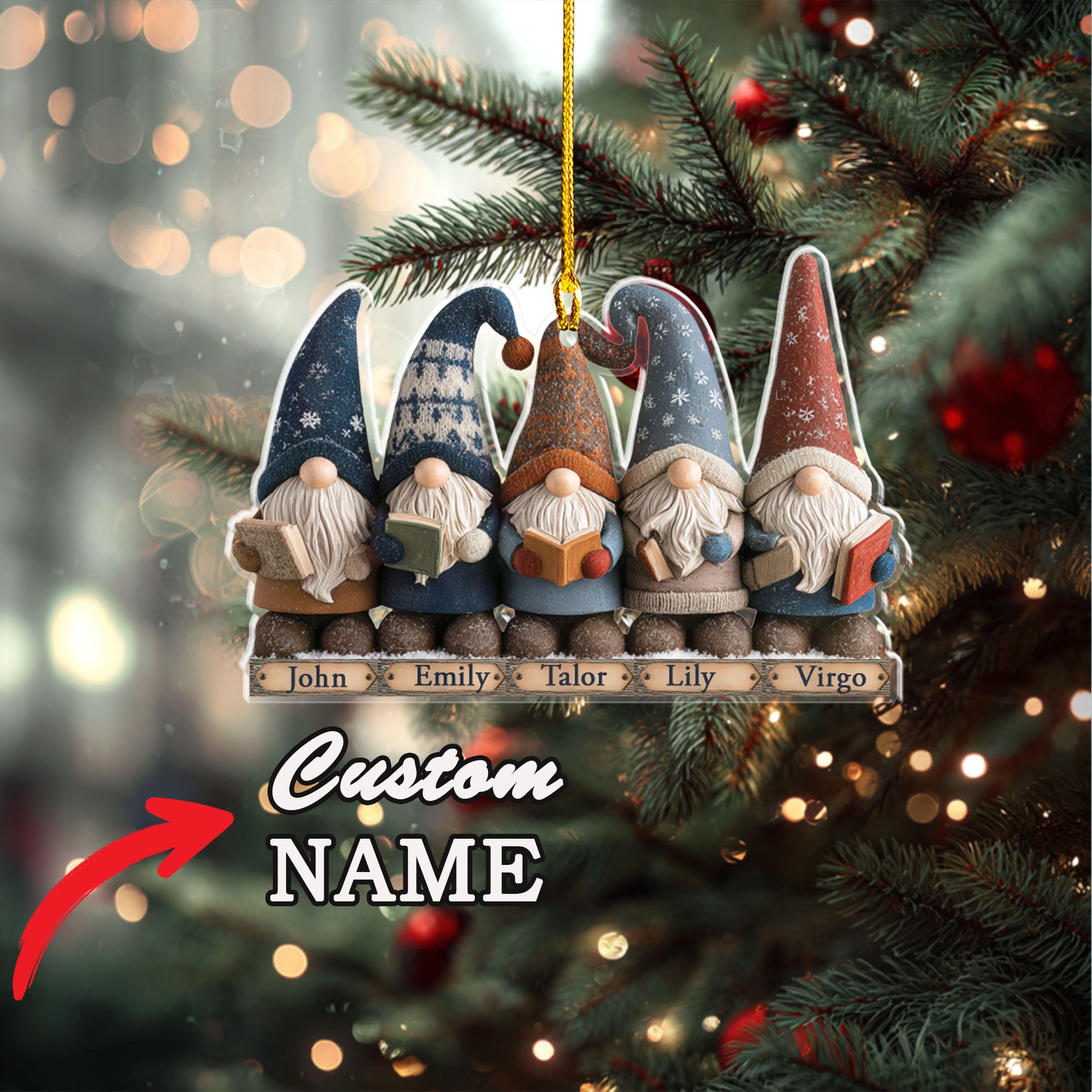 Personalized Family Reading Gnomes Ornament β Ornament-ORD9C001