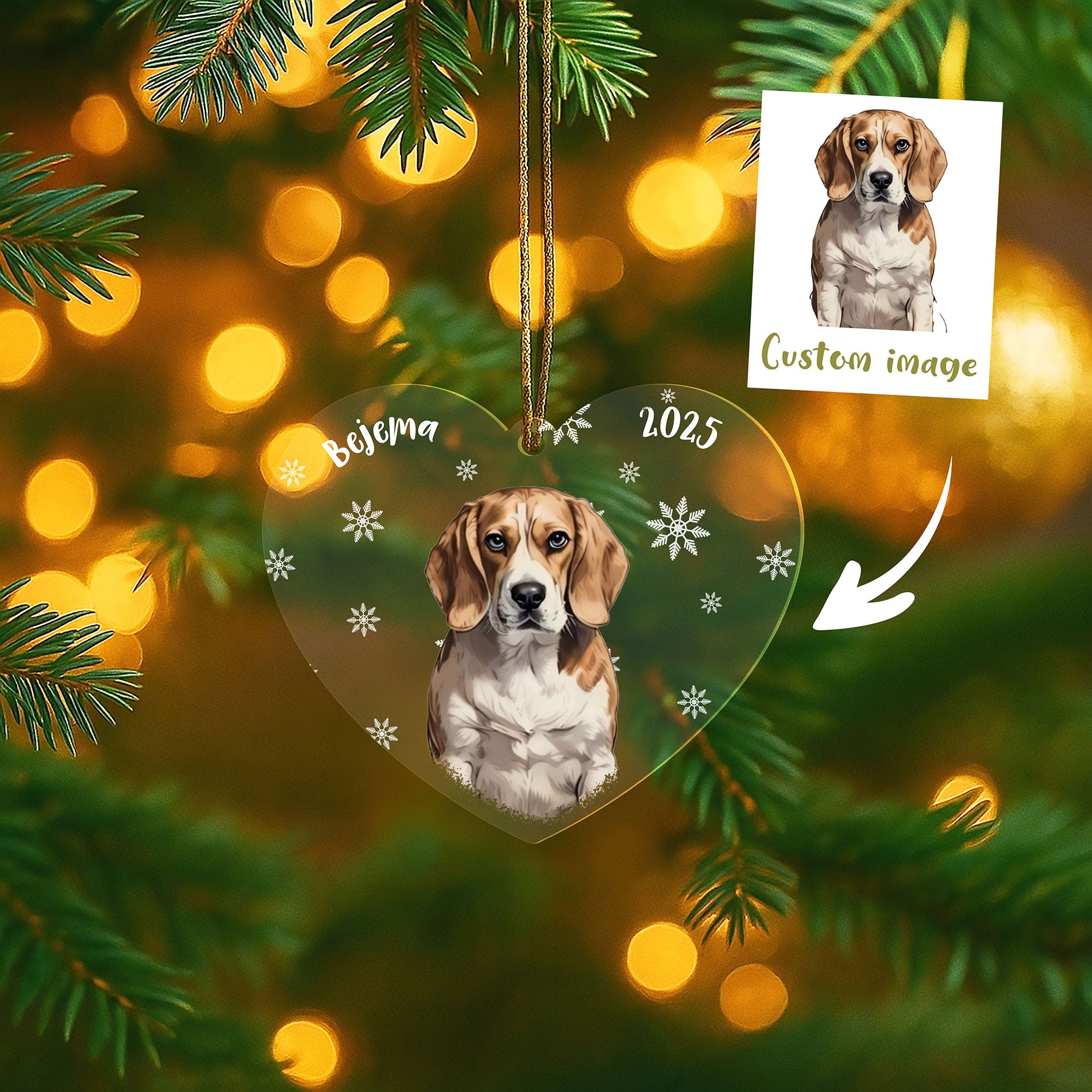 Personalized Pet Photo Snowflakes Ornament
