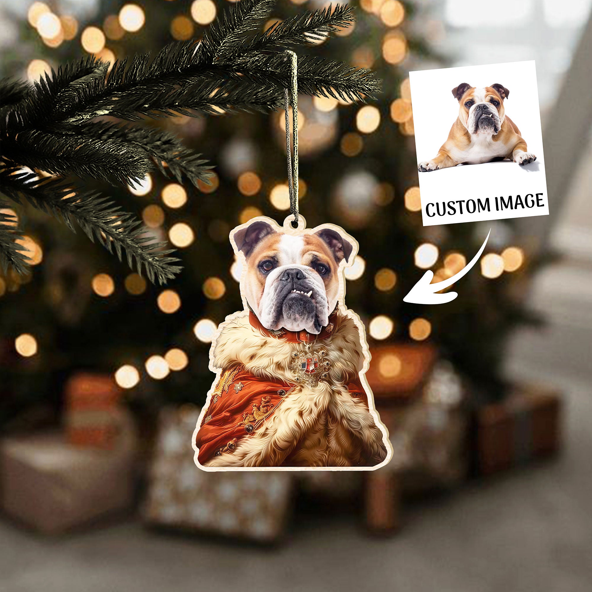 Personalized Pet Portrait Wood Ornament β Royal King/Queen Costume