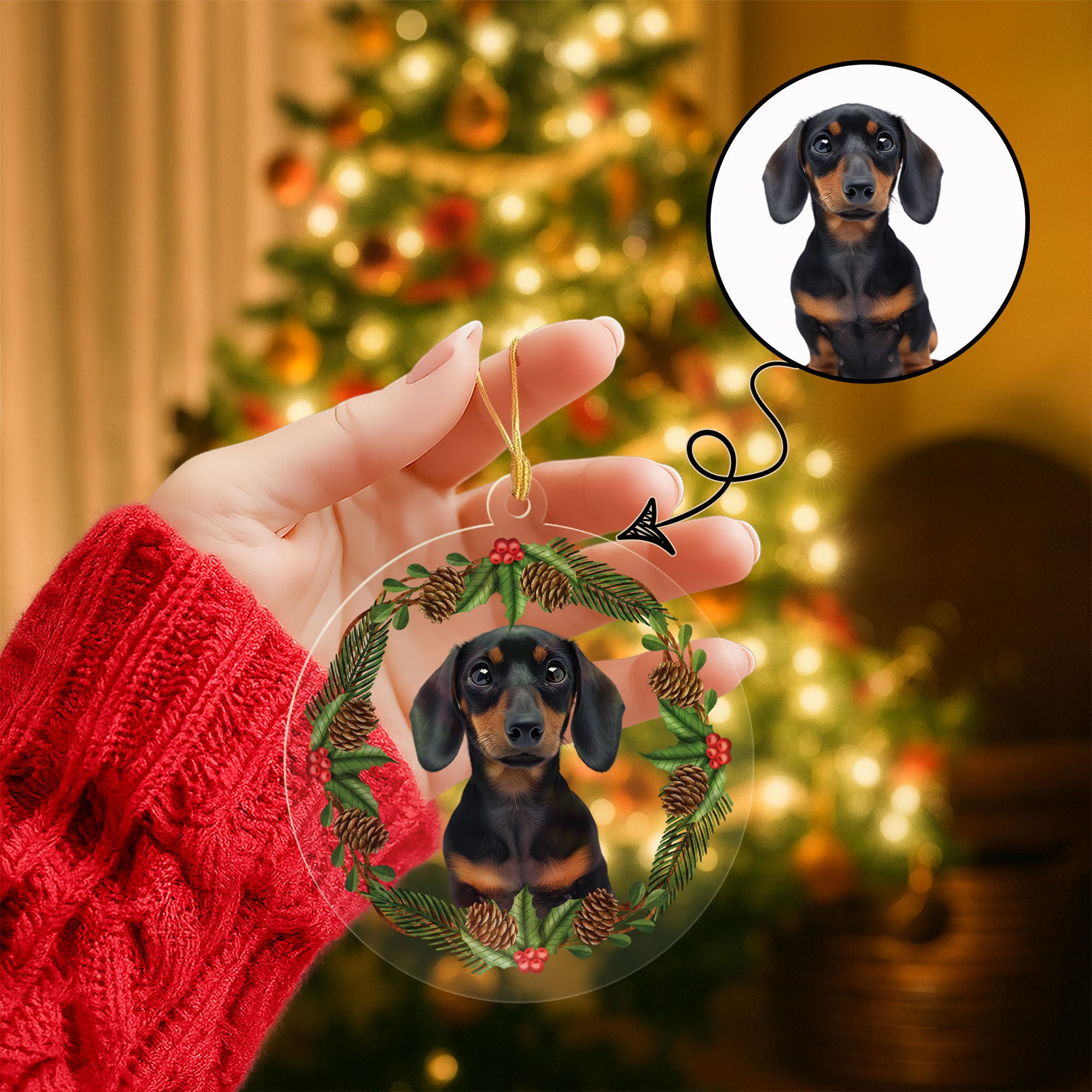 Personalized Pinecone Wreath Pet Ornament