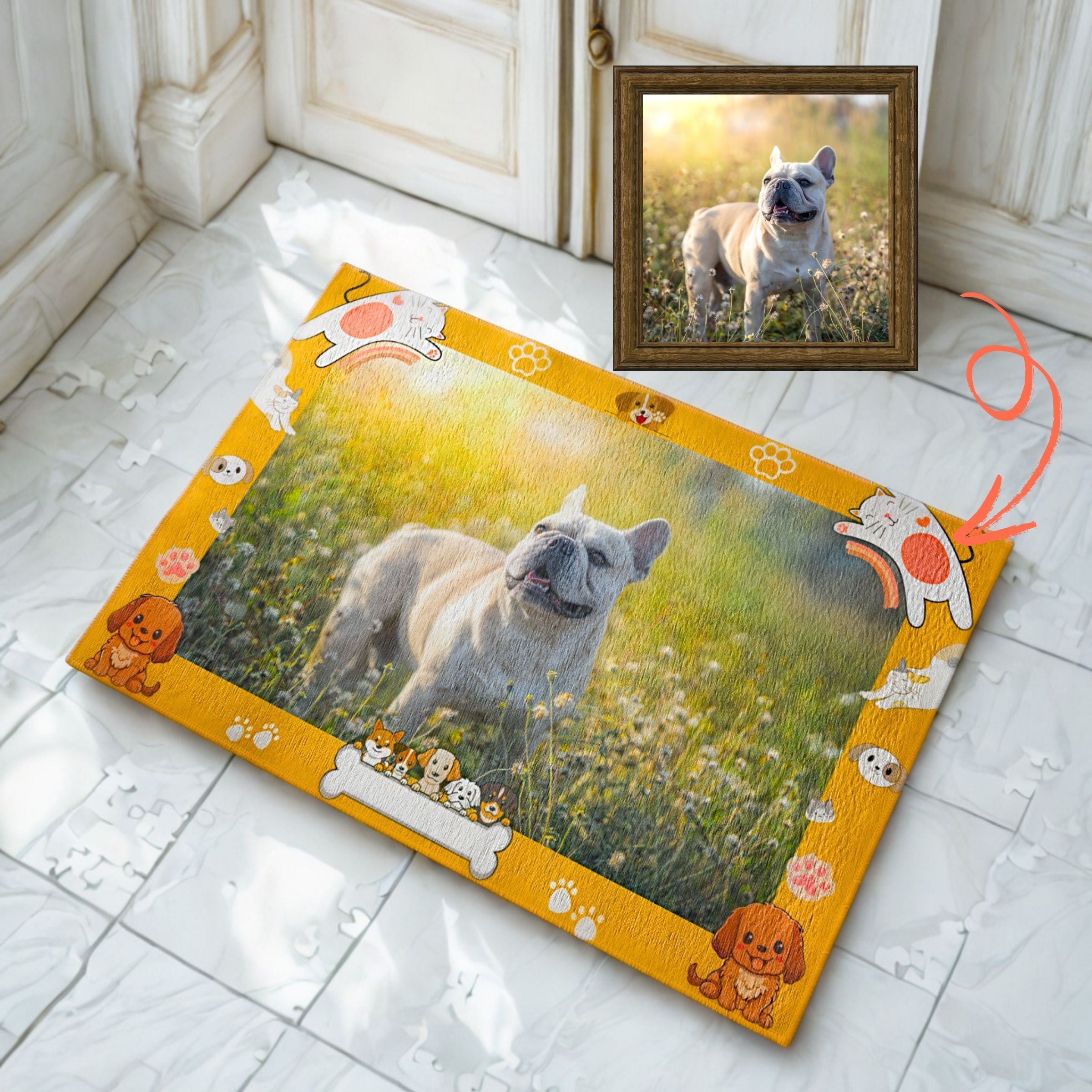 Personalized Doormat - Cartoon Pet Frame