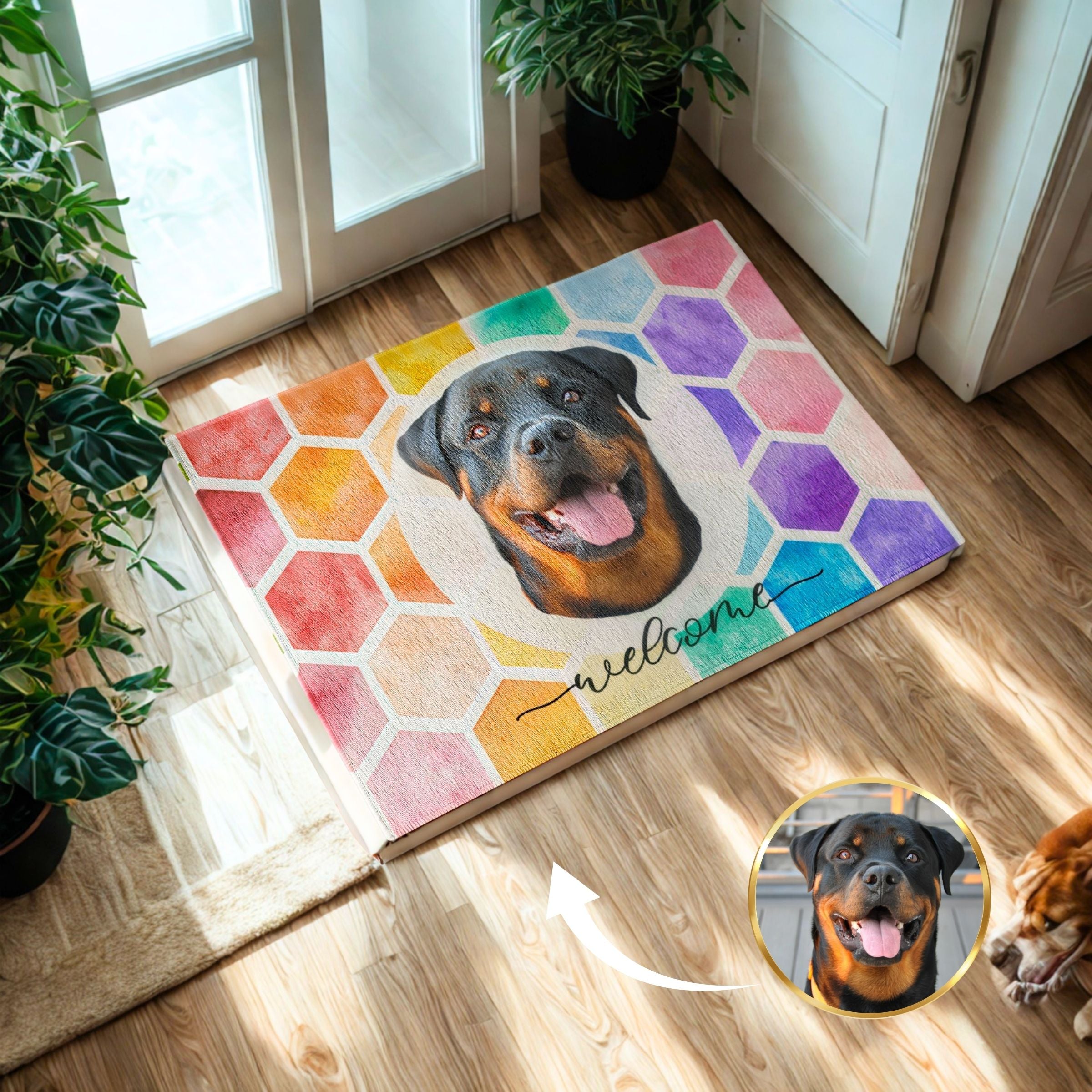 Personalized Multi-Color Watercolor Background Dog/Cat Paw Mat
