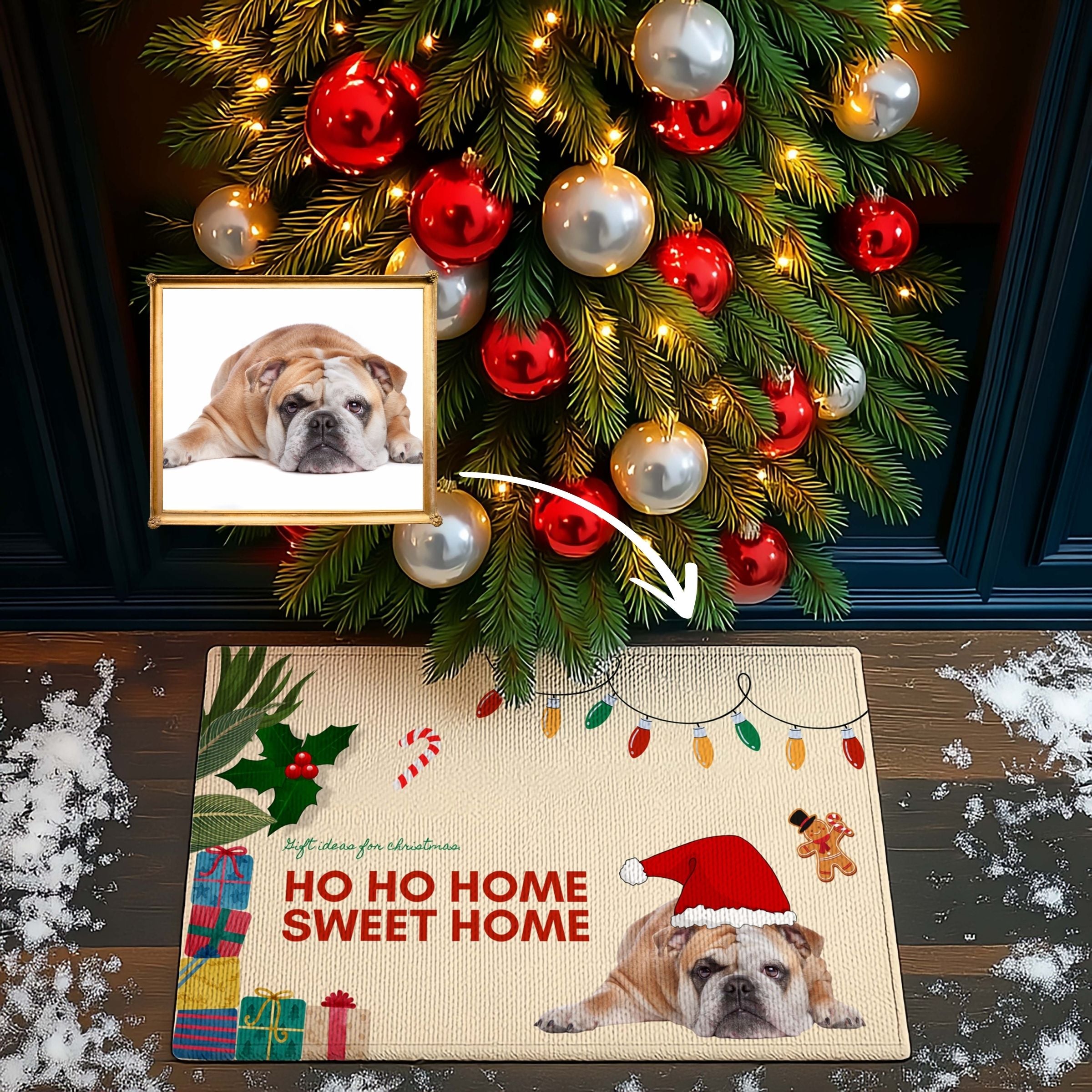 Personalized Pet Portrait Holiday Doormat - Sweet Home Style