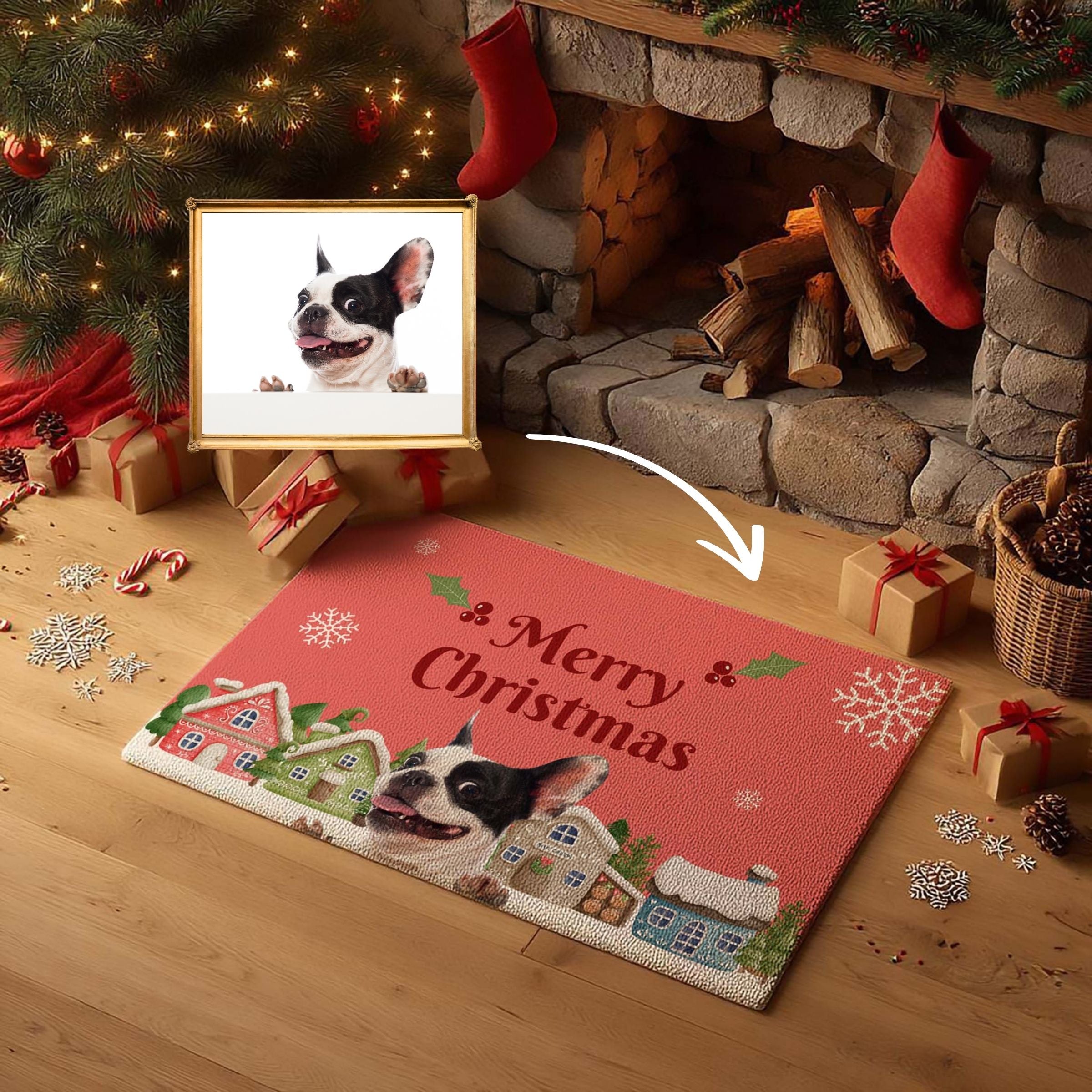 Personalized Pet Portrait Holiday Doormat - Sweet Home Style