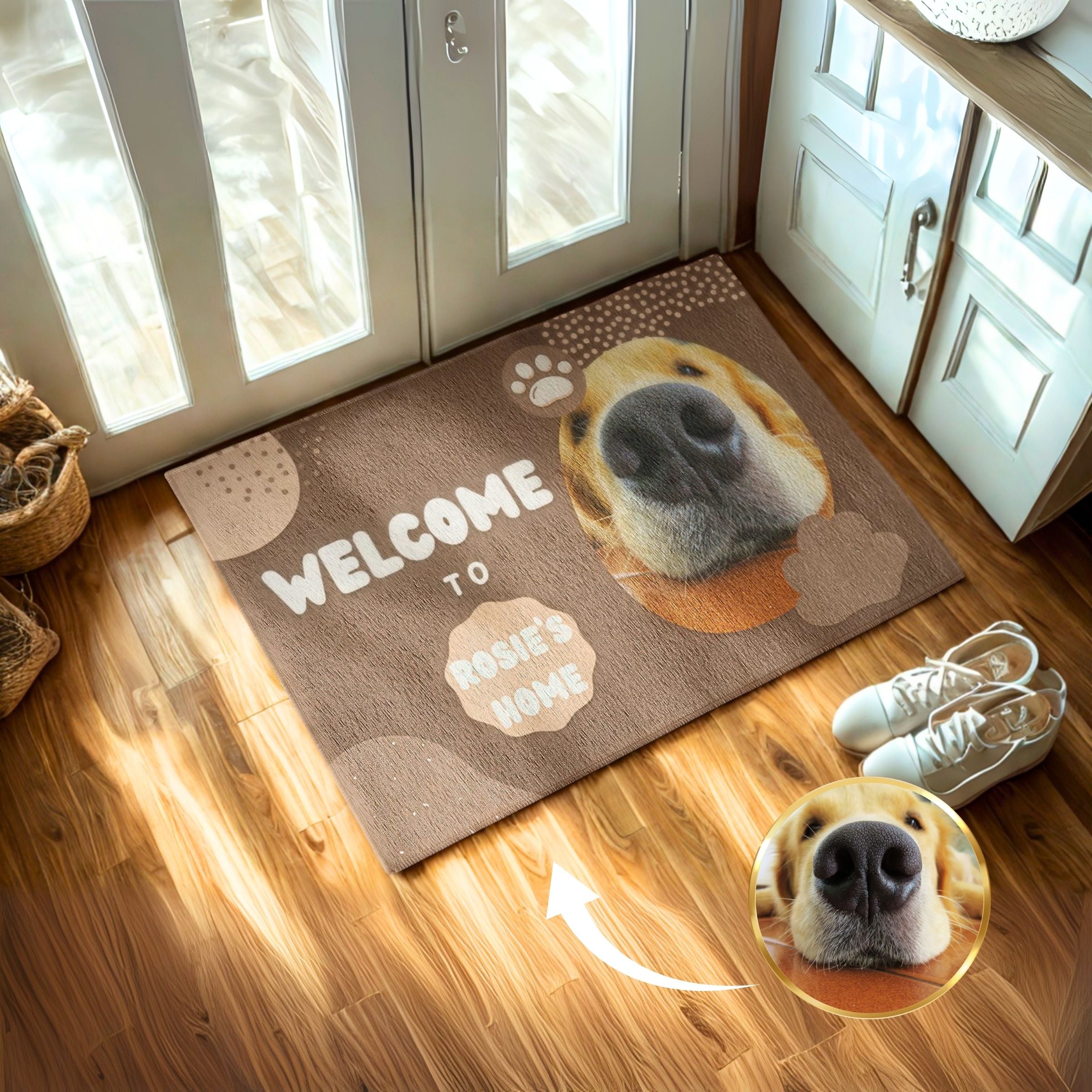 Personalized "Welcome" Paw Mat with Close-Up Pet Photo