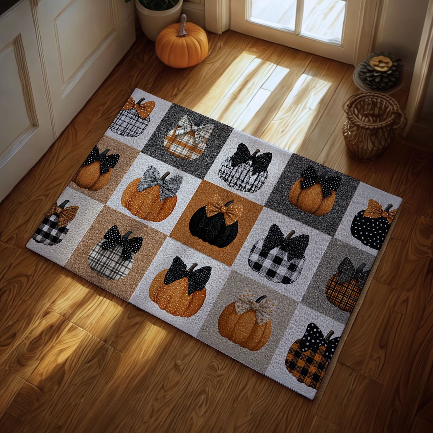 Plaid & Pumpkin Doormat