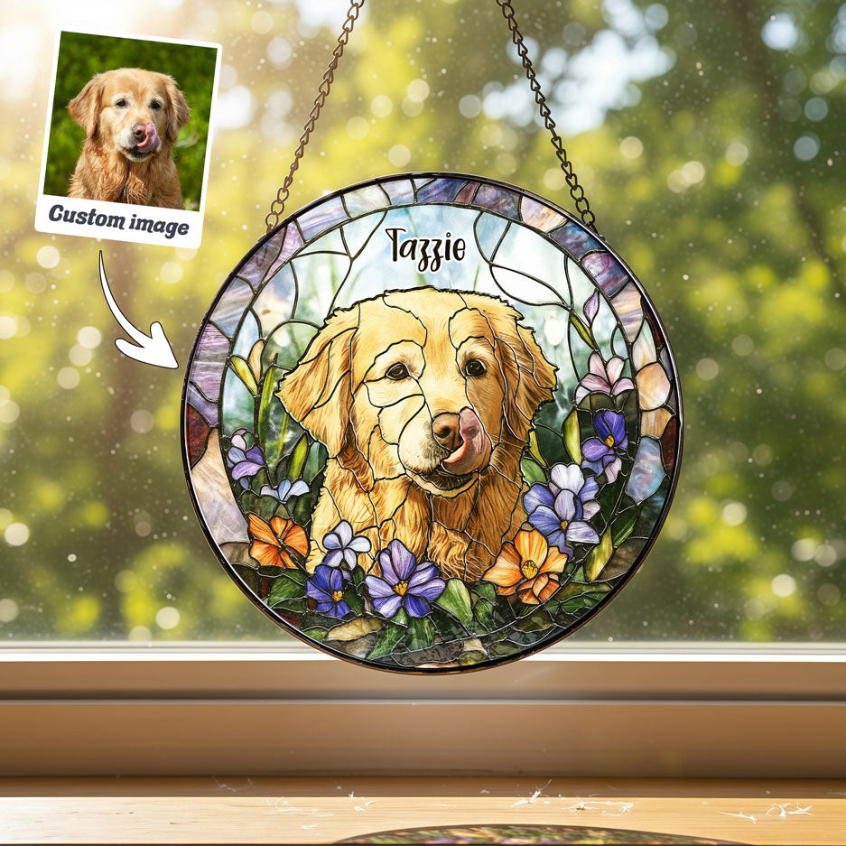 Purple & Orange Garden Dog Art Suncatcher - SPETCD1C101