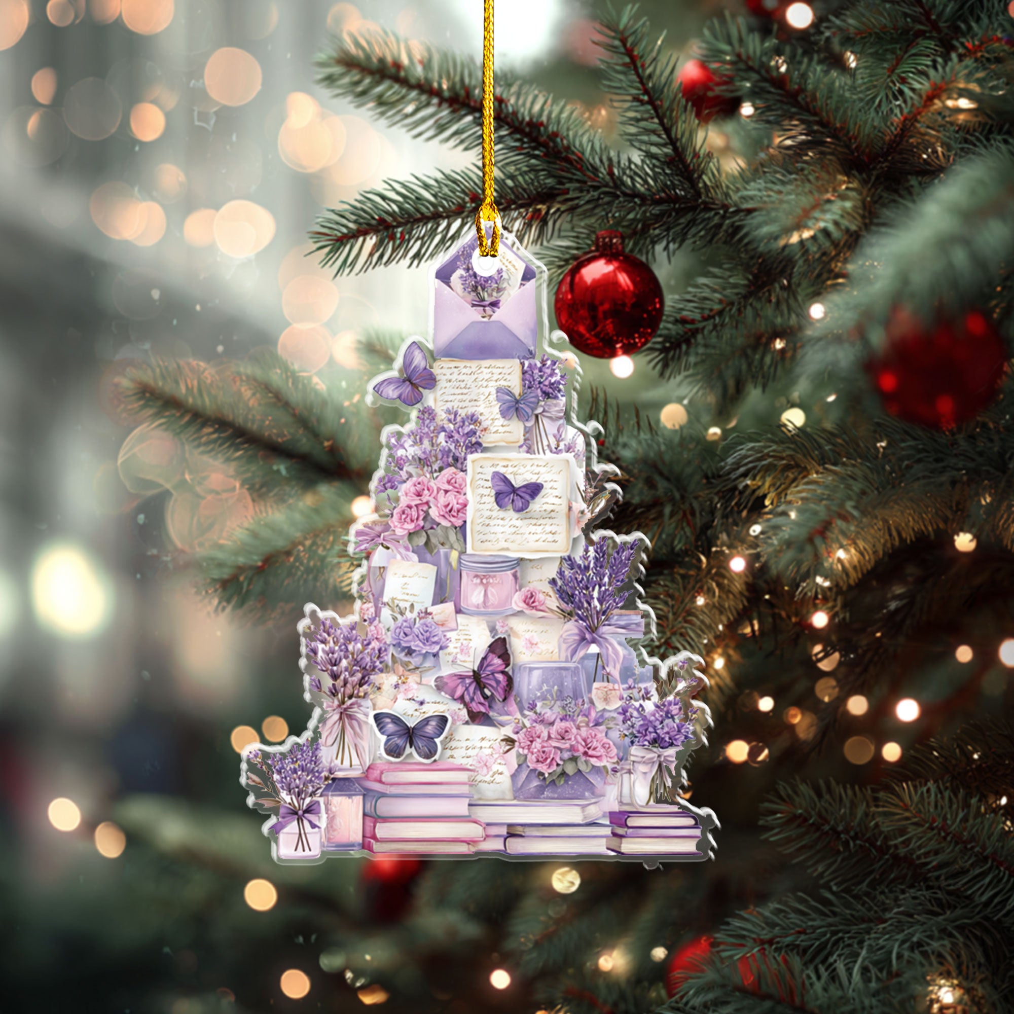 Romantic Lavender & Butterfly Christmas Tree Ornament β ORD9C001