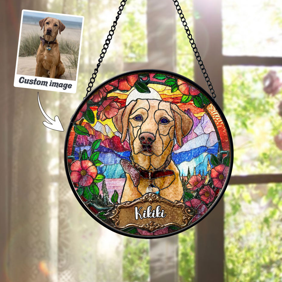 Rust & Coral Dog Art Window Hanging - SPETCD1C101