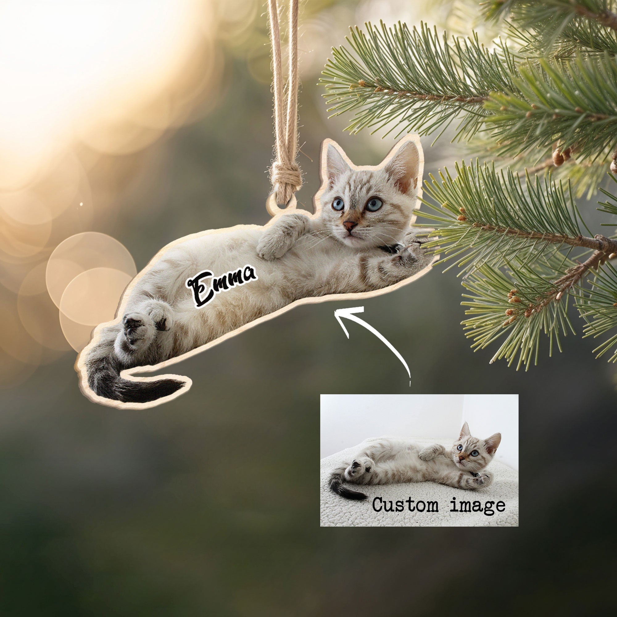 Rustic Pet Die-Cut Ornament with Name Base Wood Ornament